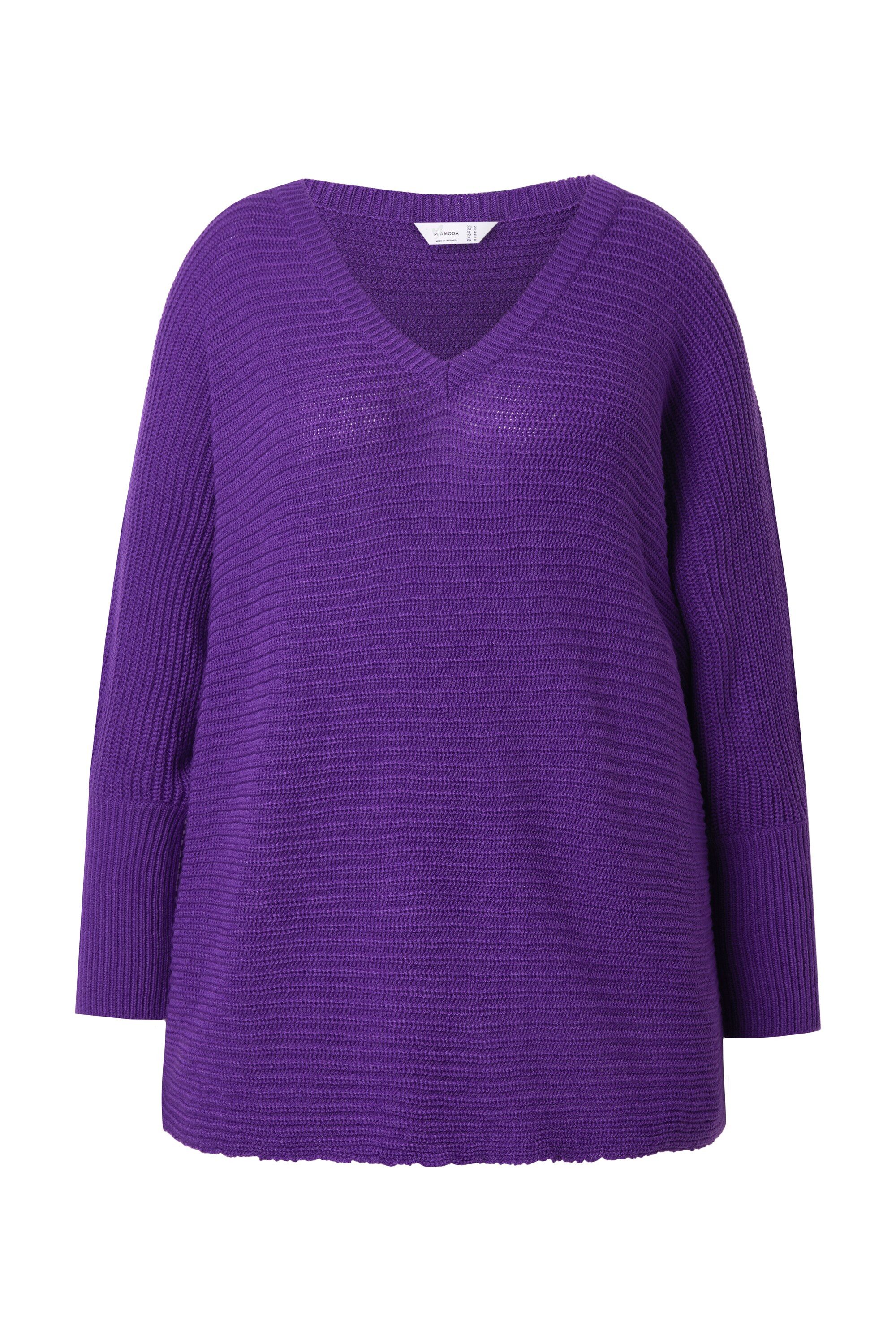MIAMODA Strickpullover Pullover Poncho-Look V-Ausschnitt günstig online kaufen