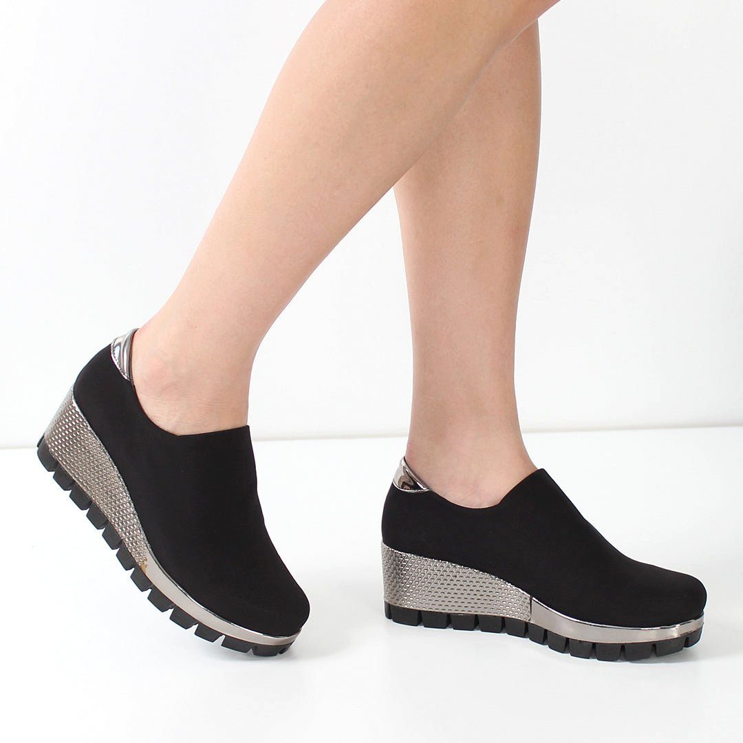 Celal Gültekin Plateau Sneaker Damen Slip-On Schwarz – Keilabsatz Damen Sch günstig online kaufen