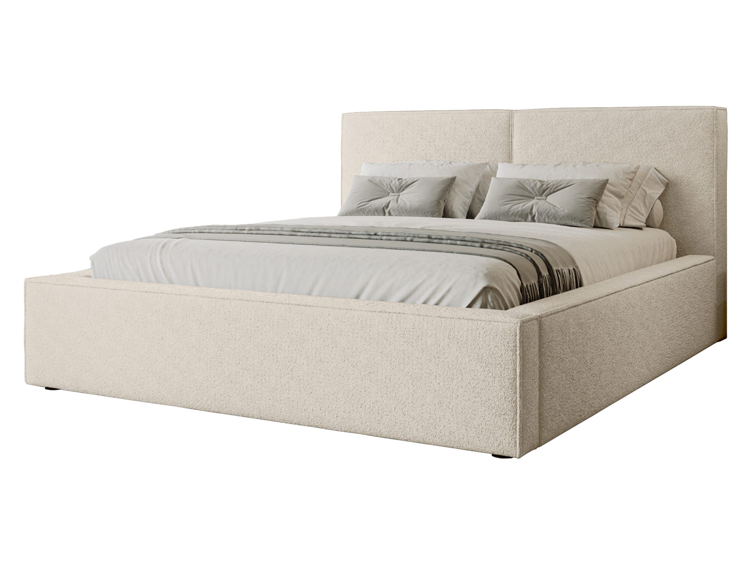 MIRJAN24 Polsterbett Santos Boucle (mit Bettkasten), Leistenlattenrost mit Metallrahmen