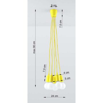 etc-shop Pendelleuchte, Leuchtmittel nicht inklusive, Pendelleuchte Deckenleuchte Gelb 5-flammig PVC H 90 cm Esszimmer