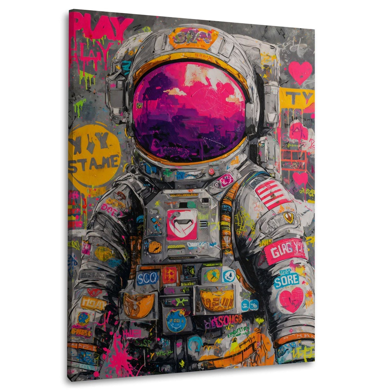 Artedinoi Leinwandbild Astronaut Pop Art Weltraum Leinwandbild Wandbild Kunstdruck XL Wanddek, Astronaut im Weltraum