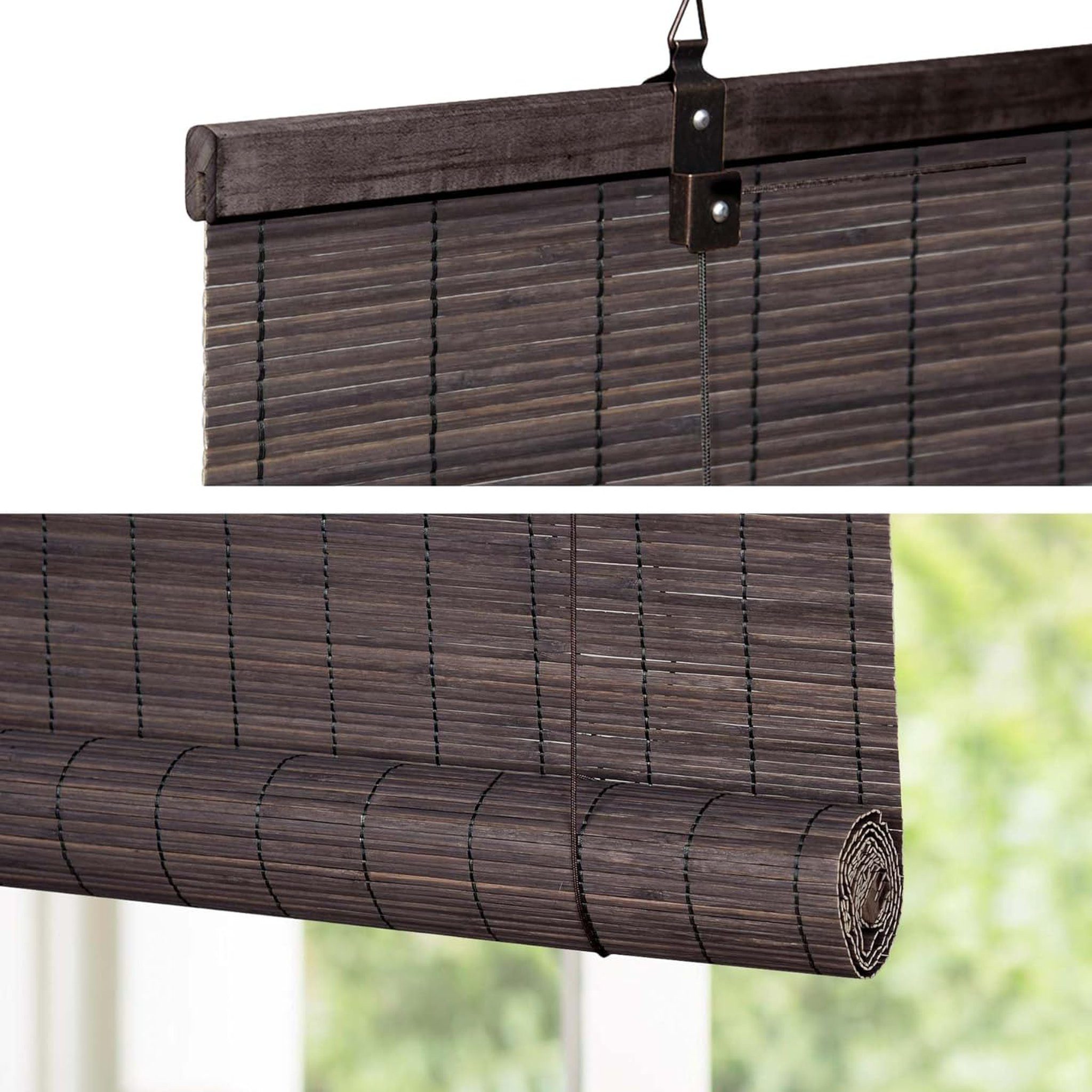 Rollo Bambusrollo, 40 x 130 cm, dunkelbraun, Victoria M., verdunkelnd, ohne Bohren, freihängend, verschraubt, ohne Bohren, zum Schrauben