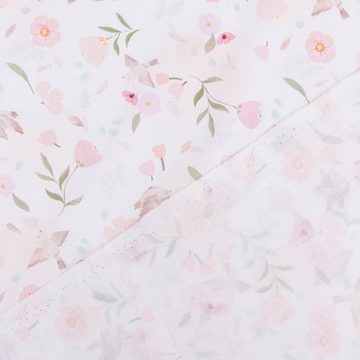SCHÖNER LEBEN. Stoff Baumwollstoff Popeline Digitaldruck Pretty Blumen weiß rosa 1,47m