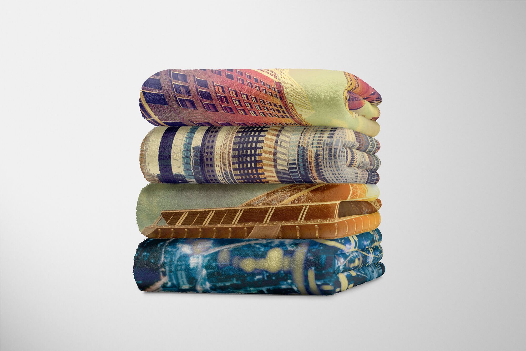 Sinus (1-St), Saunatuch Handtuch Fotomotiv Eiffelturm Baumwolle-Polyester-Mix Art mit Strandhandtuch Paris Handtücher F, Kuscheldecke Handtuch