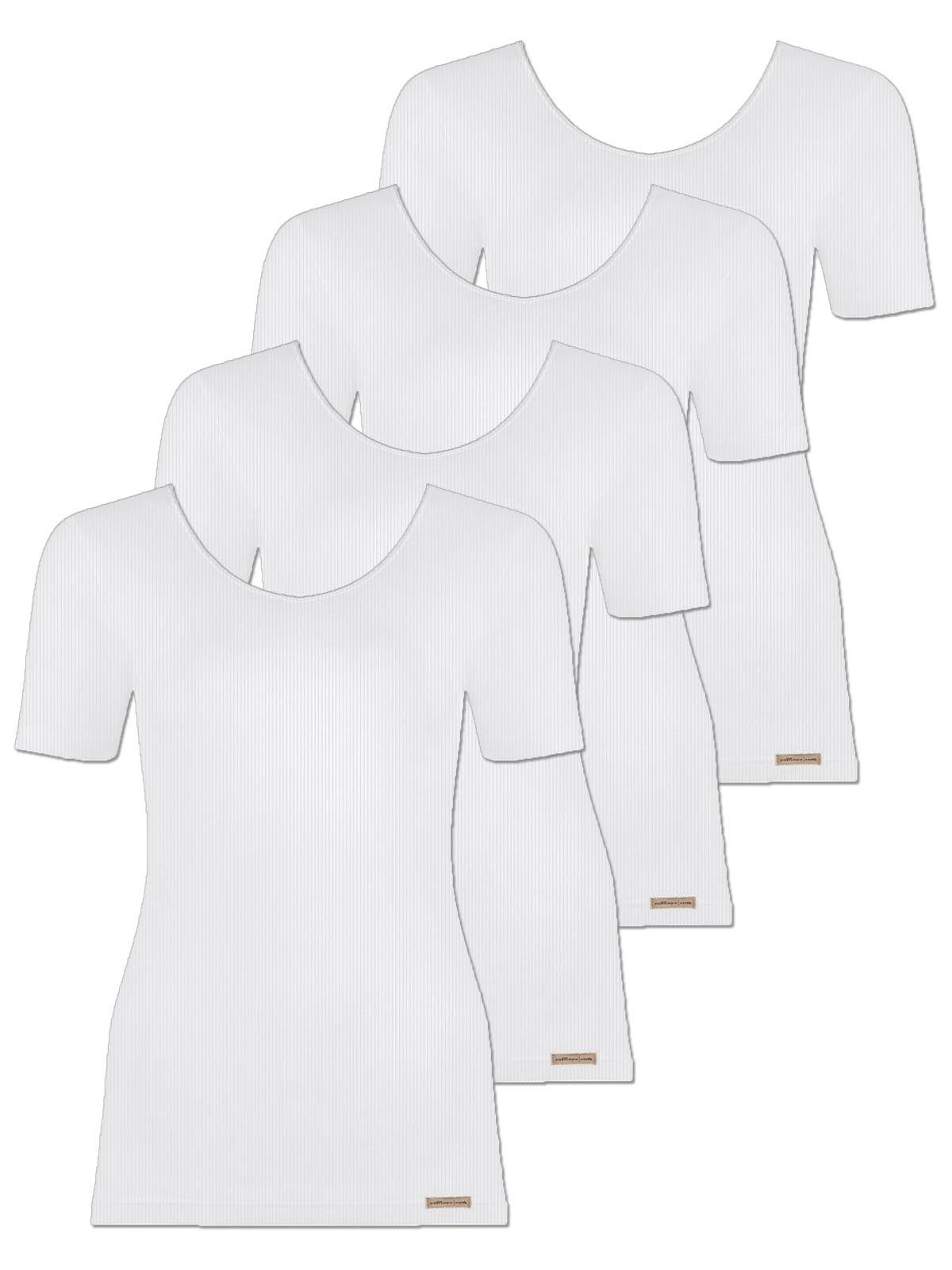 Unterhemd Baumwoll Shirt 4er Vegan COMAZO (Spar-Set, weiss Damen Pack 4-St)