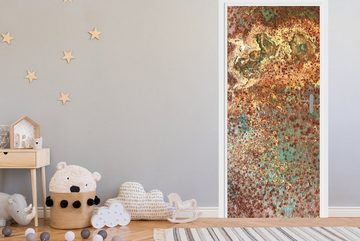 MuchoWow Türtapete Farben - Metallisch - Rost - Textur - Abstrakt, Matt, bedruckt, (1 St), Fototapete für Tür, Türaufkleber, 75x205 cm