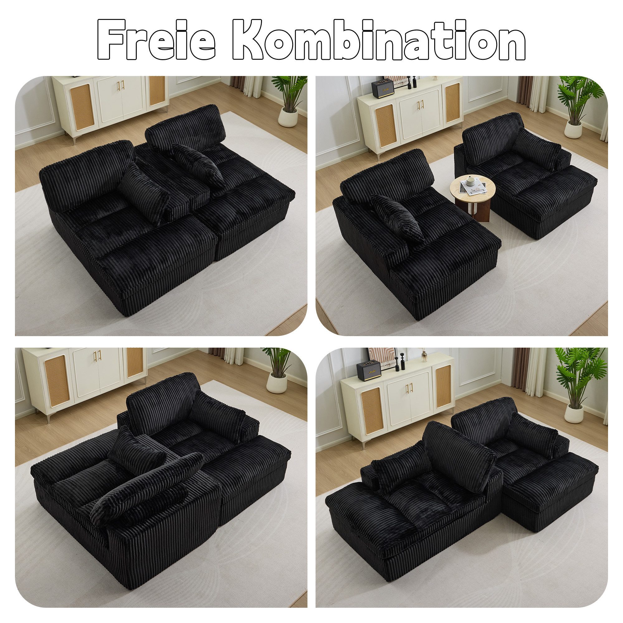 Vankel Loungesofa Schlafsofa 2-Sitzer Couch mit Bettfunktion und weichem Cordstoff, Bequemes Sofa für kleine Räume mit weichem Cord und Gästefunktion