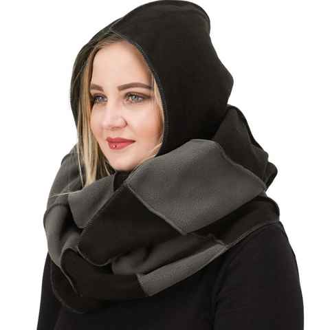 KUNST UND MAGIE Schlupfmütze Schalmütze Damen Kapuzenschal Loop Fleece Schal Kapuze Loop Poncho