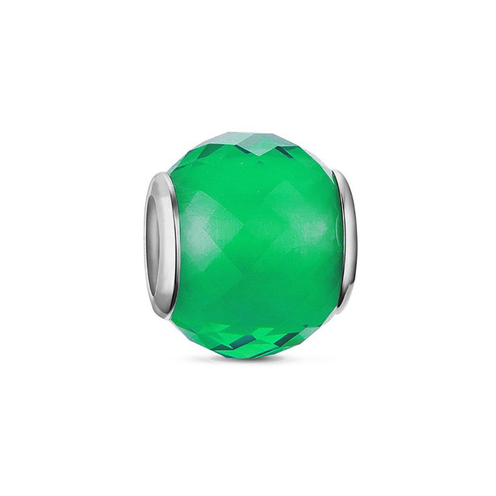 PANDACHARMS Bead Kleiner Grüner Facettenglas Charm für Armband, Hülse aus 925 Silber