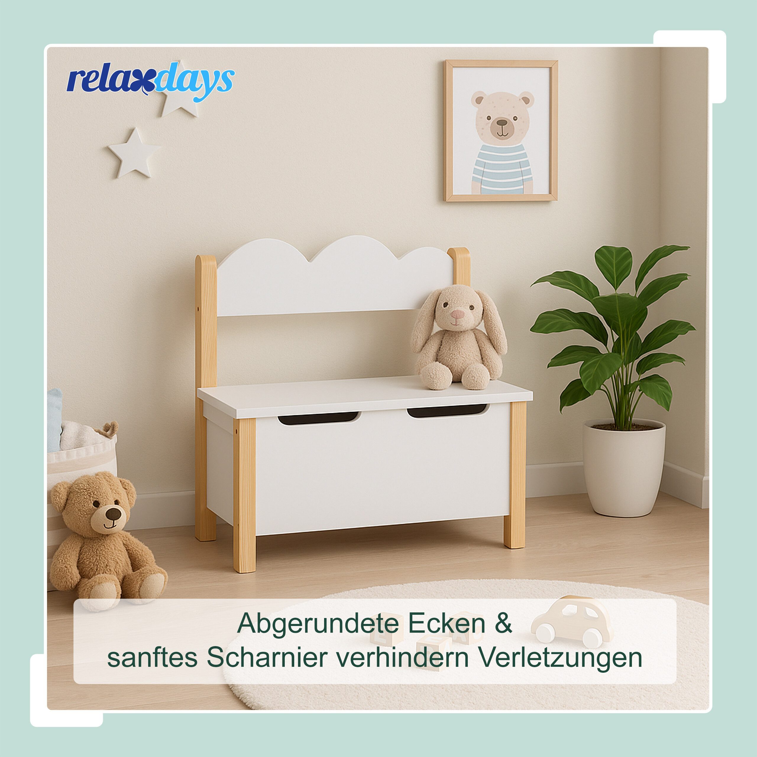 relaxdays Sitzbank Kinderbank mit Stauraum (1-St) – Bild 2 von 5