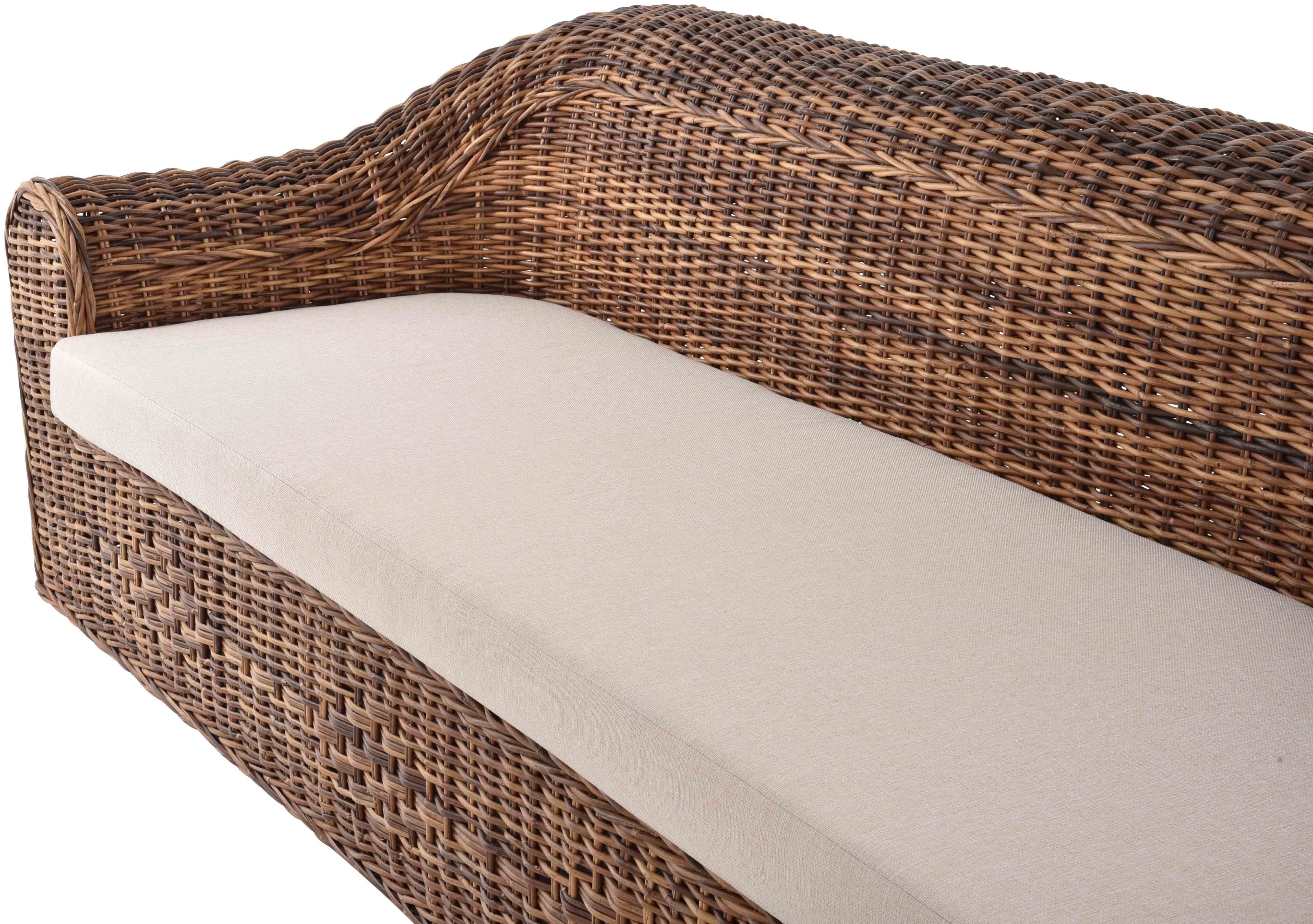 Braun Natur aus 4-Sitzer, Sofa Home Loungesofa Stabiler Rattan echtem Couch Lounge Rattansofa Krines Holzrahmen Wohnzimmer