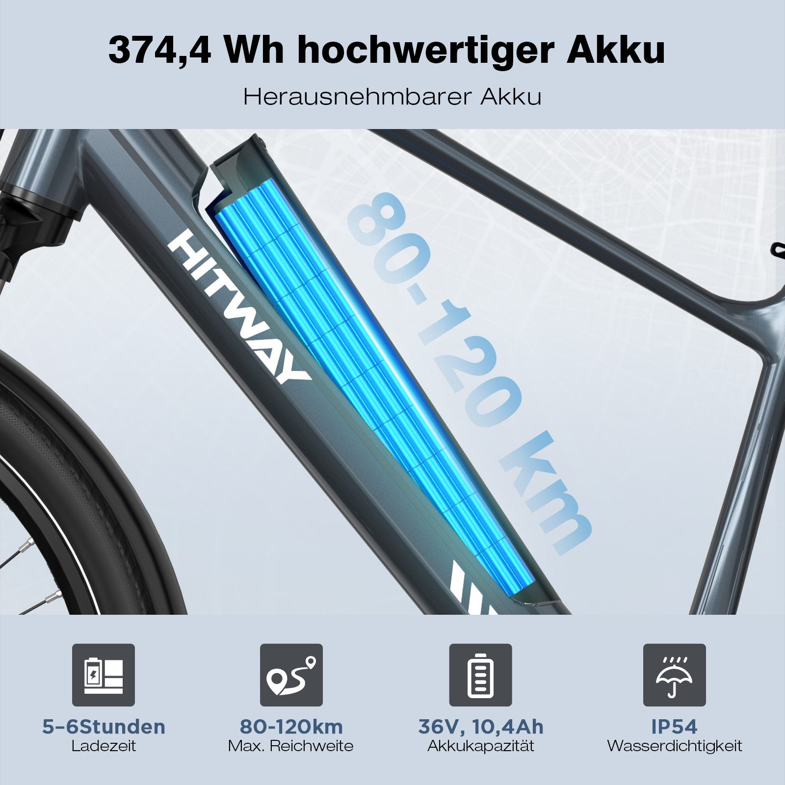 HITWAY E-Bike Cityrad Pedelec 26 Zoll Elektrofahrrad bis zu 80-120km Reichweite mit StVZO, 7 Gang shimano shimano Schaltwerk, Kettenschaltung, Mittelmotor, 374,4 Wh, 25km/h mit Drehmomentsensor für Erwachsene mit APP GPS 4G