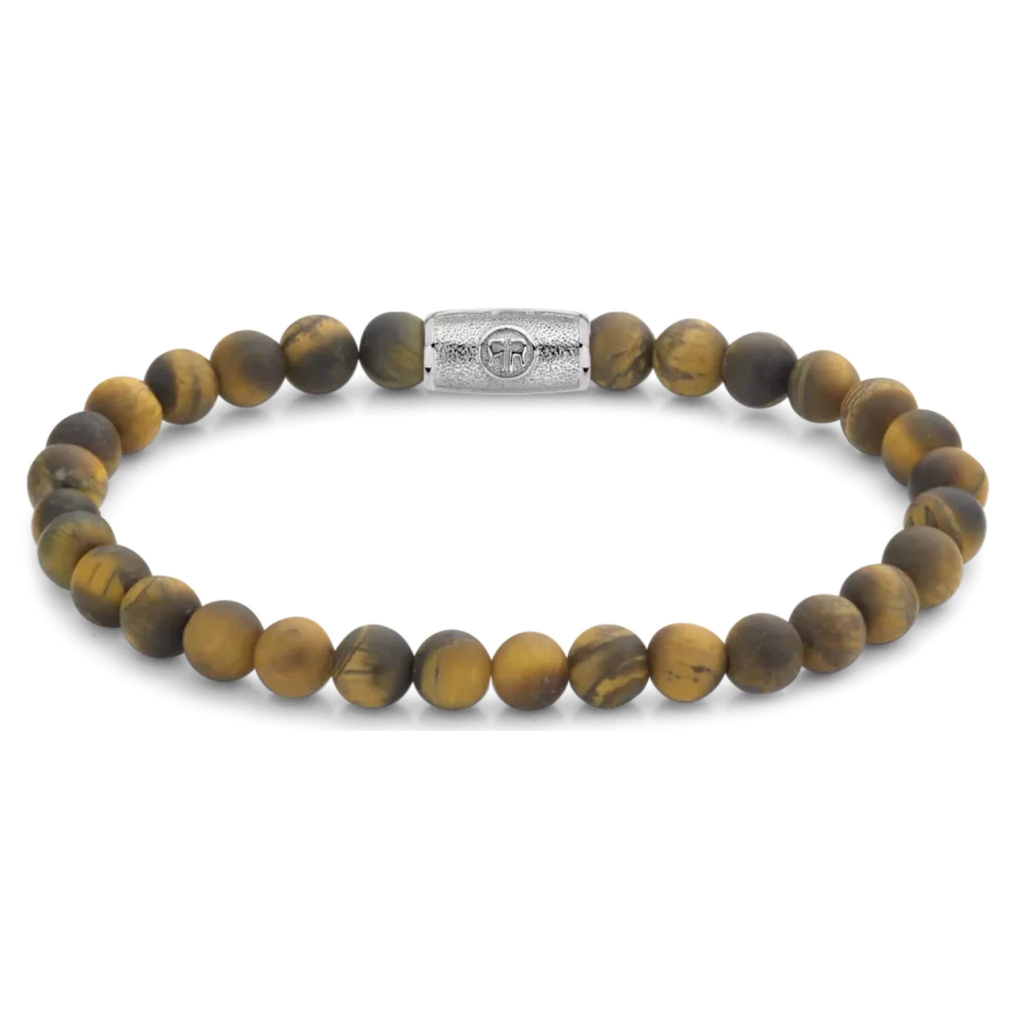 Rebel & Rose Armband Armband aus 6mm Naturstein in Tigeraugeoptik mit Edelstahlverschluss