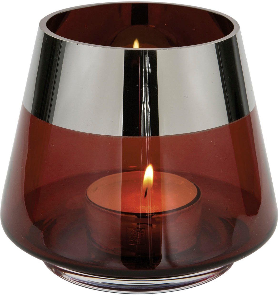 mundgeblasen Fink Teelichthalter - (1 - JONA Rand St), silberfarbener folierter Glas