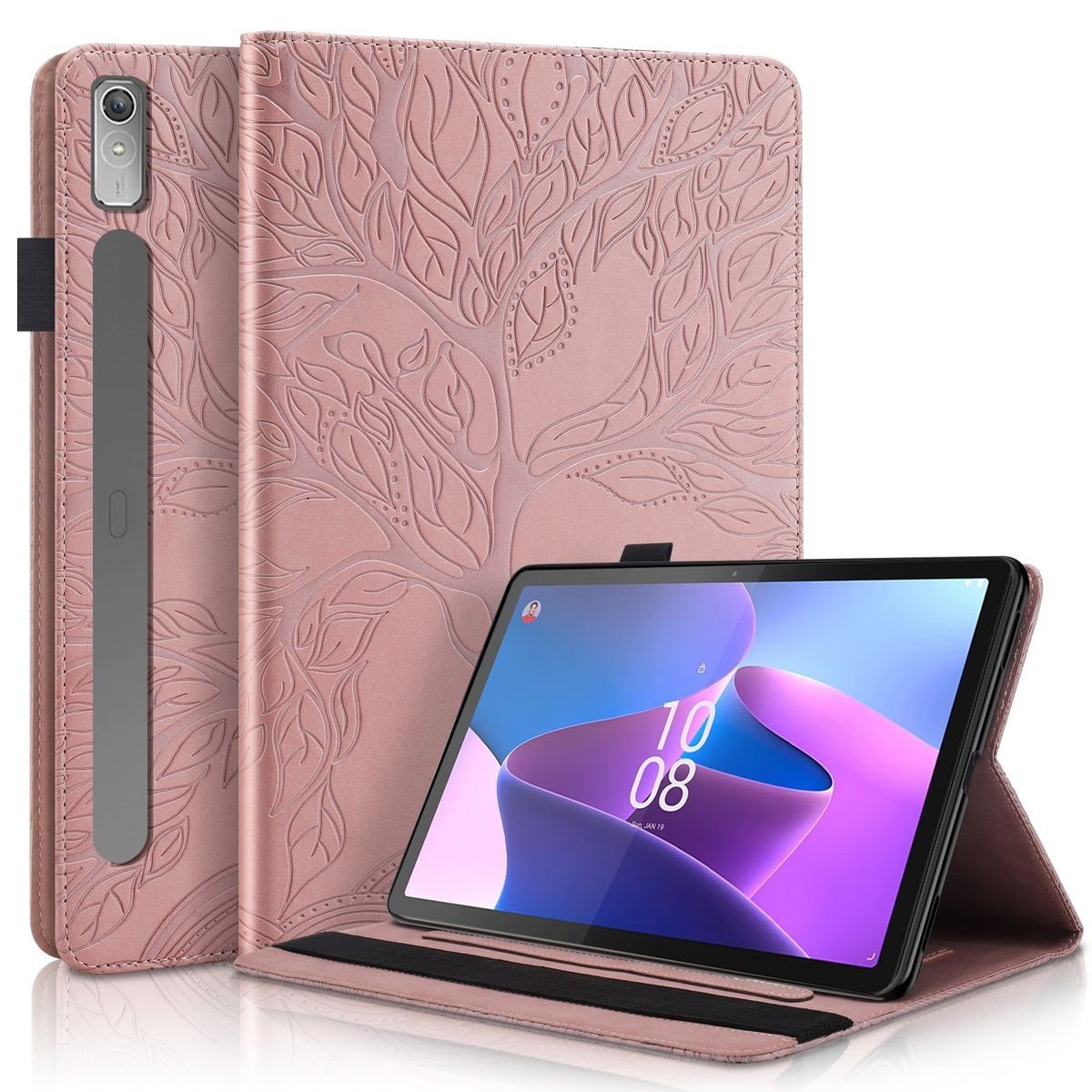 Wigento Tablet-Hülle Aufstellbare Kunst-Leder Tasche Baum Muster für Lenovo Tab P11 Pro 2. Gen 11.2 Zoll Etuis Hülle Cover Schutz Case Zubehör