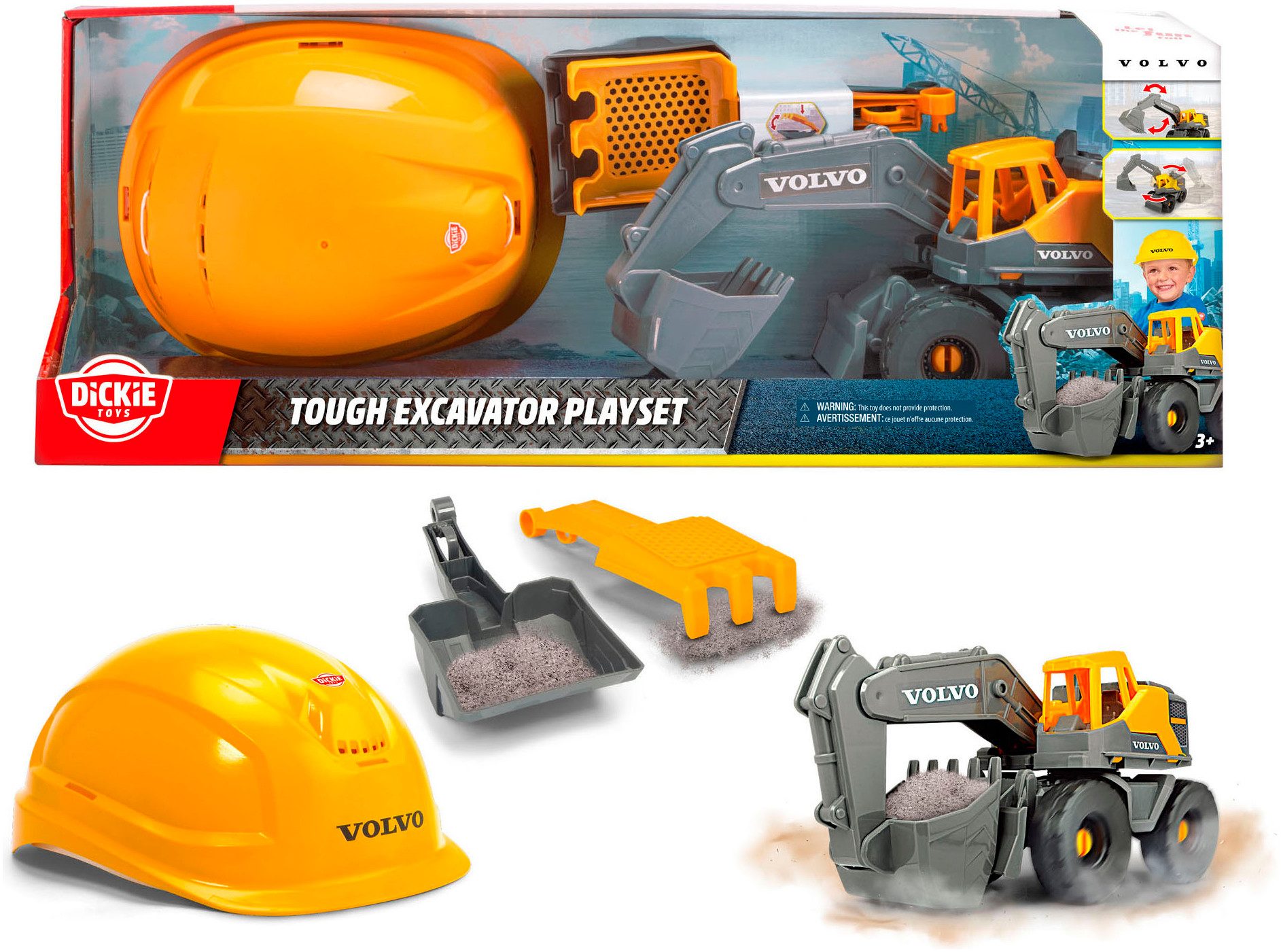 Dickie Toys Spielzeug-Baumaschine Volvo Tough Excavator Playset, (Set, 4-tlg)