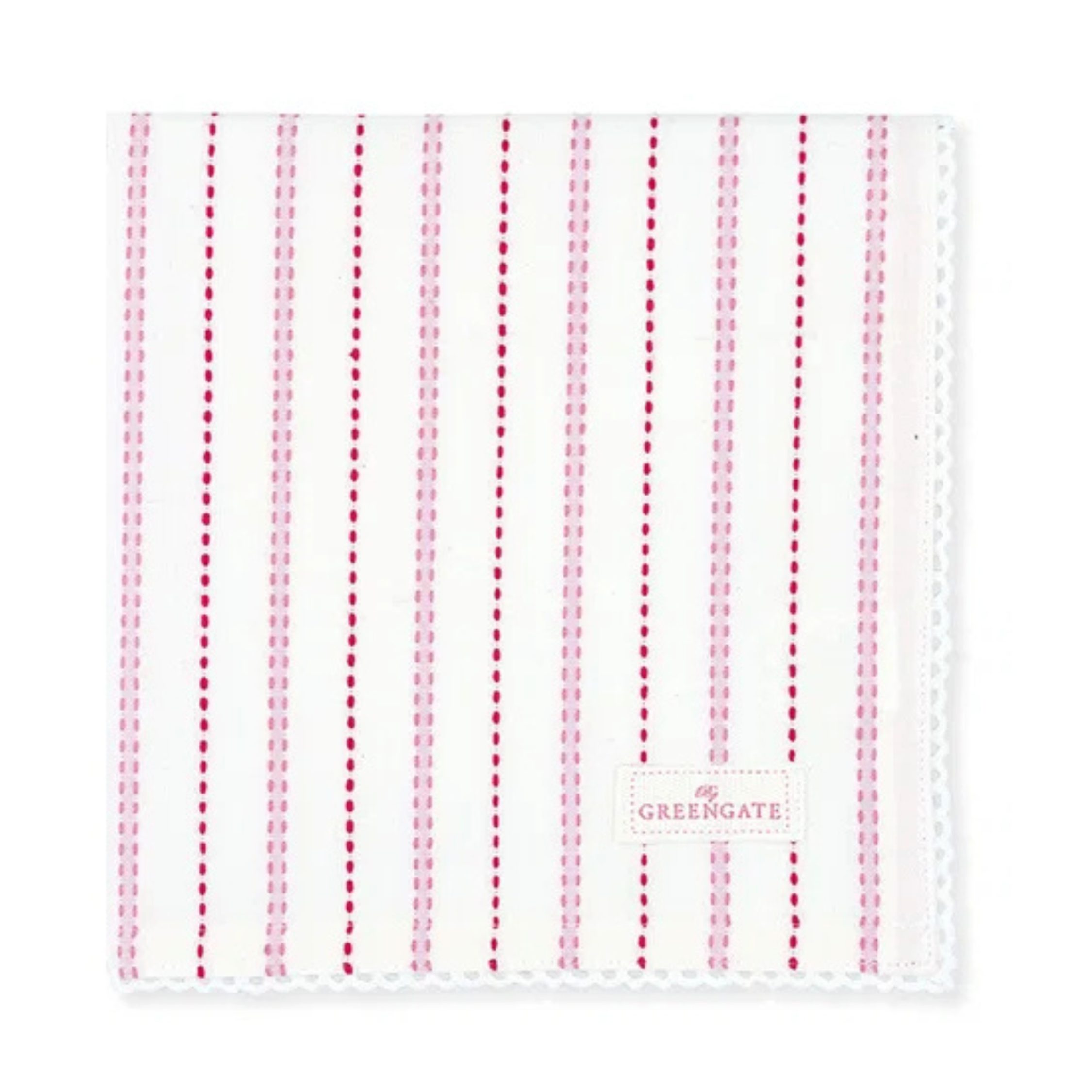 Greengate Stoffserviette GreenGate Stoffserviette Sabine mit Spitze Leonine Rosa