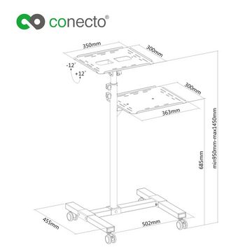 conecto Beamerwagen Ständer für Projektor Beamer-Deckenhalterung, (höhenverstellbarer Projektortisch mit Rollen für Beamer und Laptop)