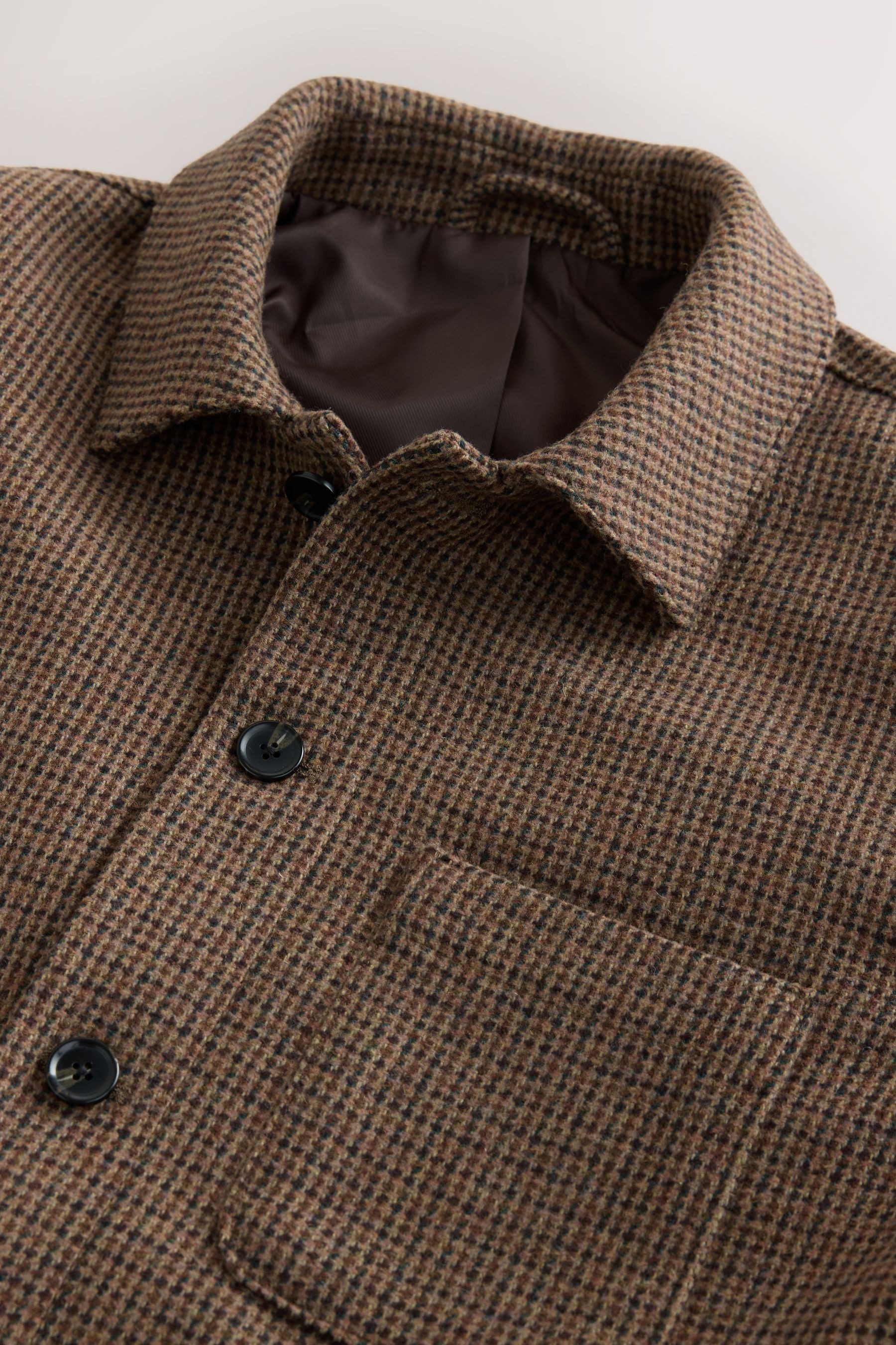 Next Wolljacke Strukturierte Chore Jacke mit Hahnentrittmuster (1-St)