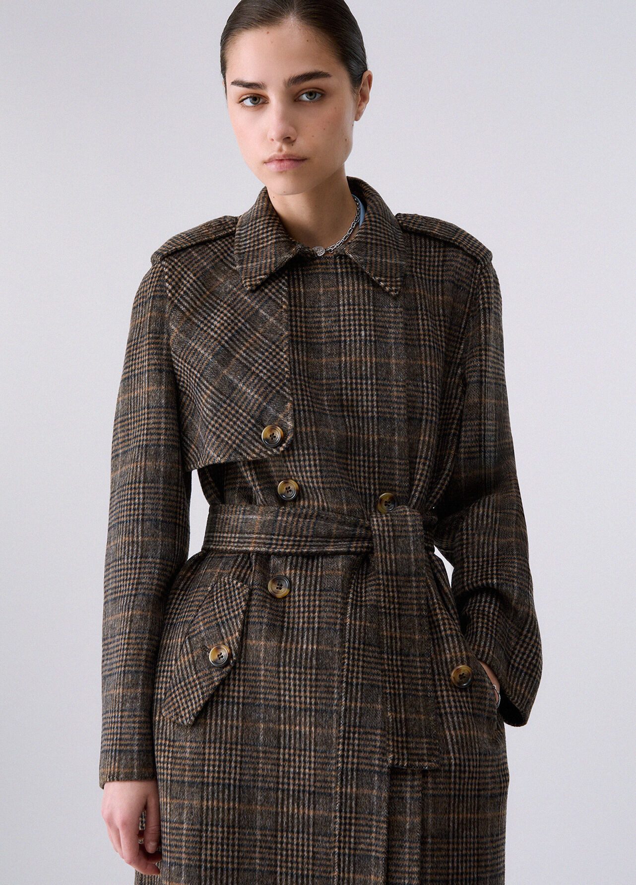 Liu Jo Wollmantel CAPPOTTO CINTURATO - Karierter Wollmantel - Damenmantel