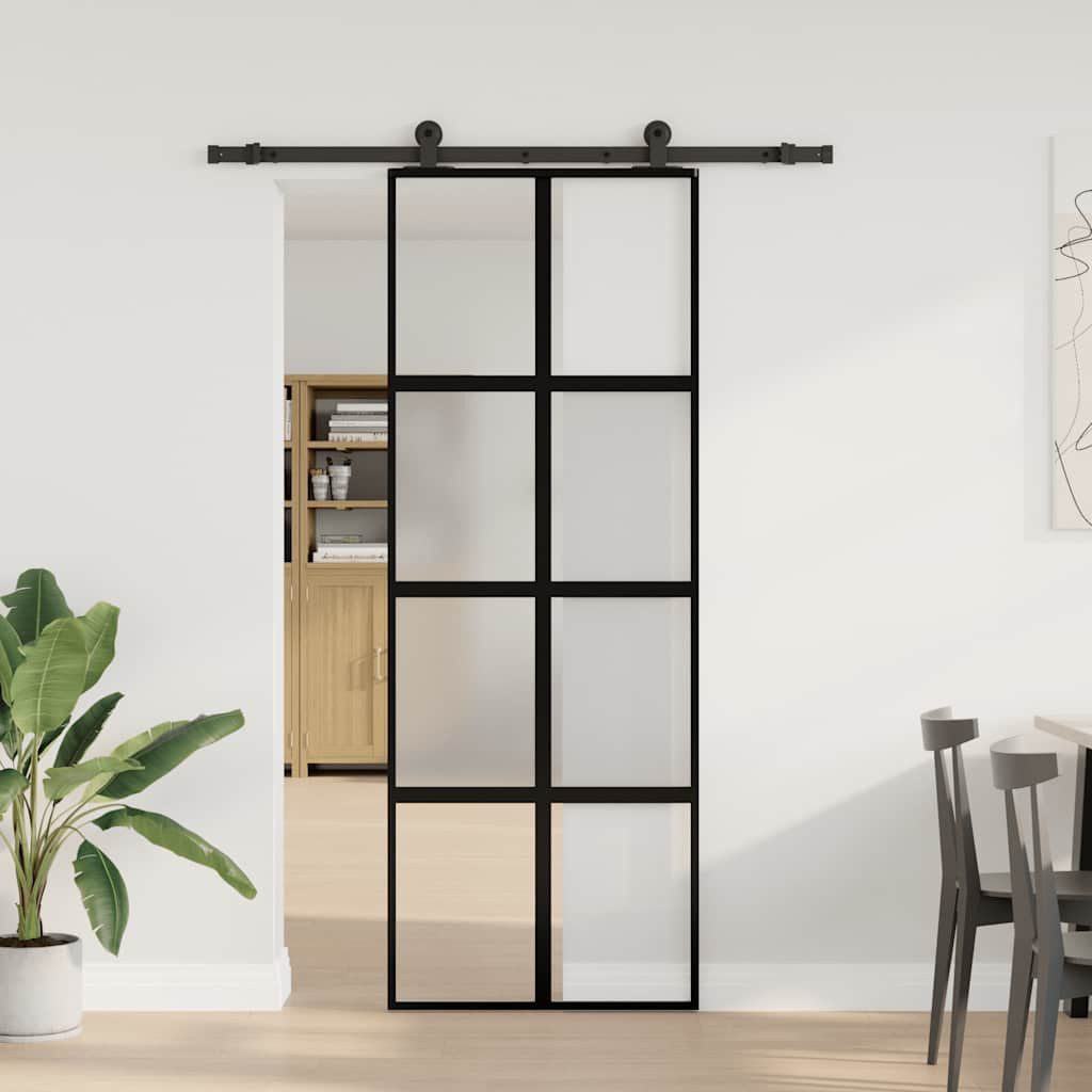 Thumbnail - vidaXL Schiebetür, Schiebetür mit Beschlag 76x205 cm Hartglas & Aluminium