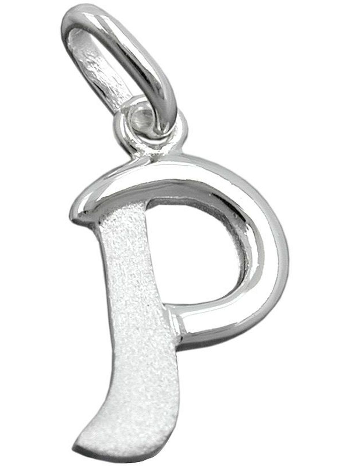 Gallay Buchstabenanhänger 15x9mm Buchstabe P teilmattiert glänzend Silber 925 (1-tlg) | Kettenanhänger