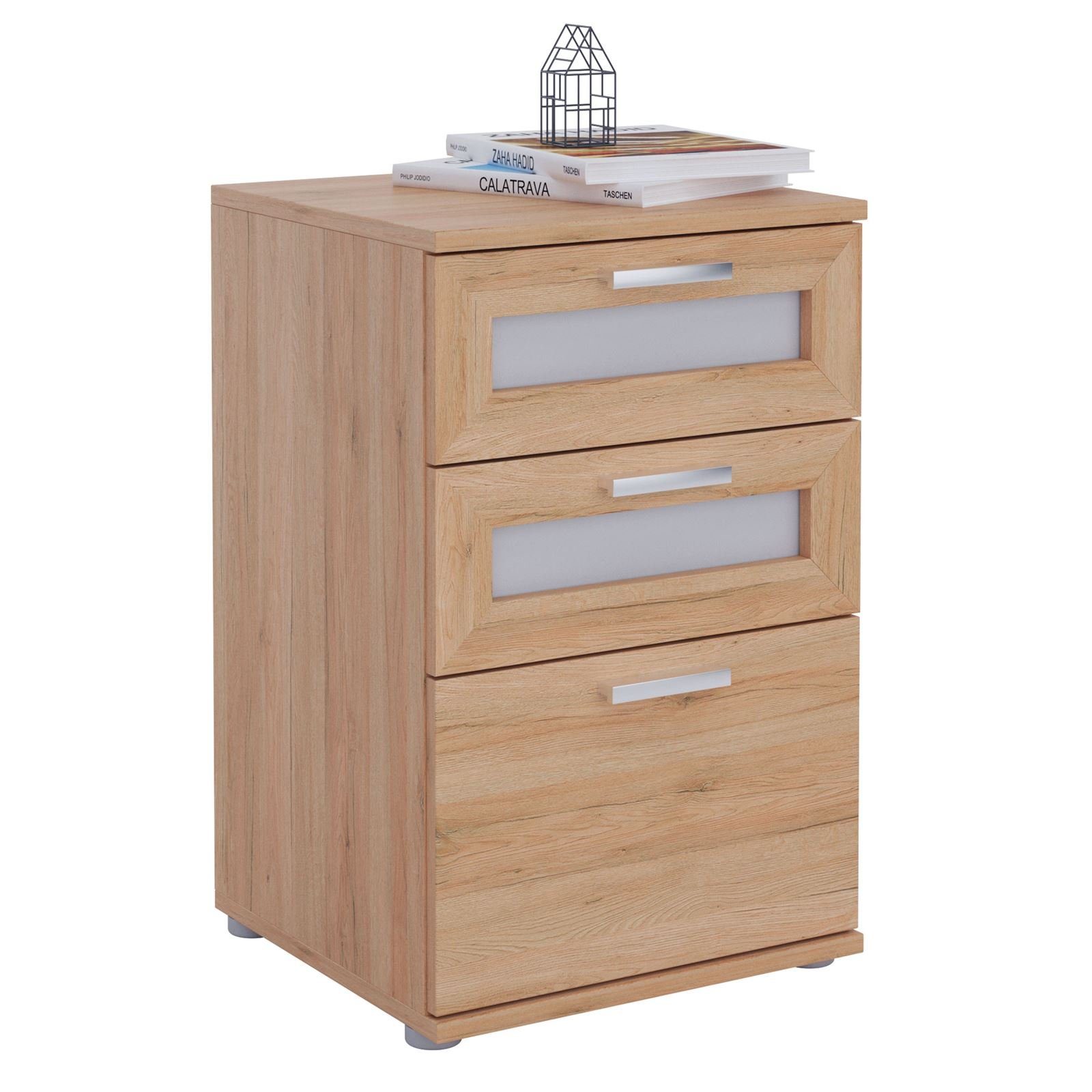 CARO-Möbel Nachtkommode MARIKE, Nachttisch Boxspringbett Nachtschrank Kommode Konsole Beistell 3 Schub