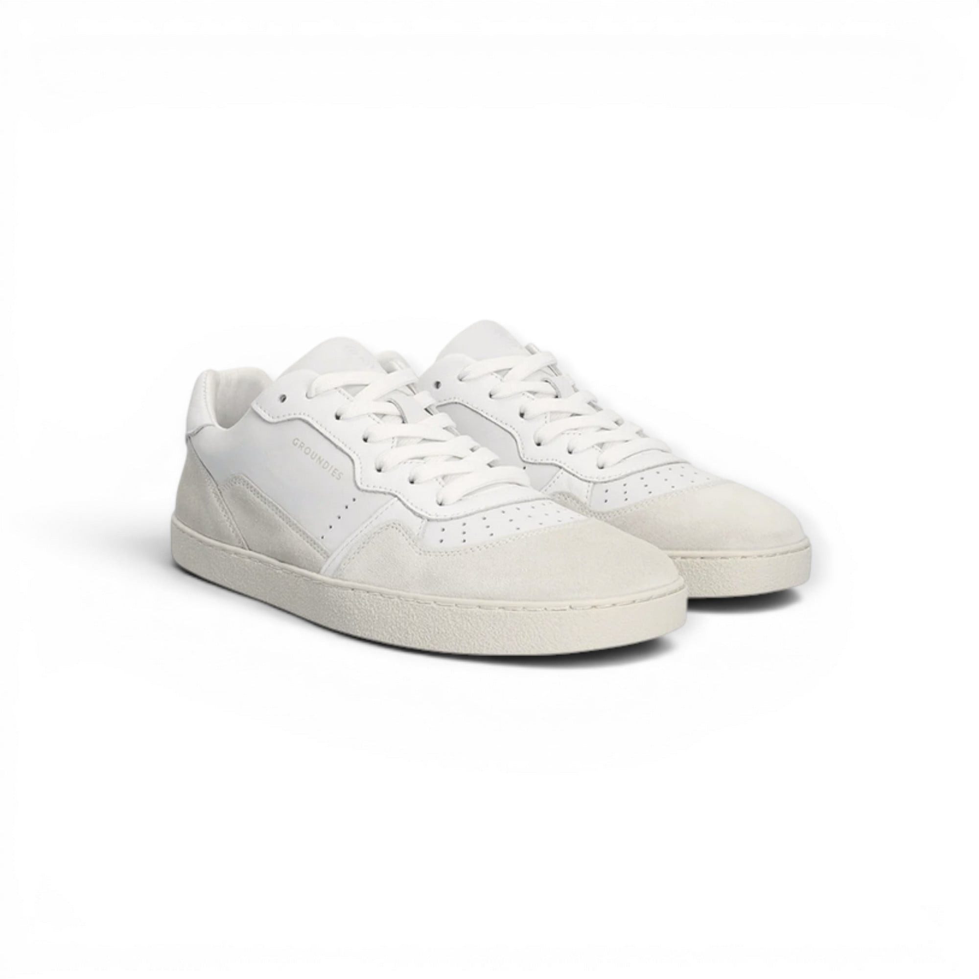 GROUNDIES Barfussschuhe Nova GS1 (Zero Drop, Veloursleder) weiss/grau Damen Sneaker