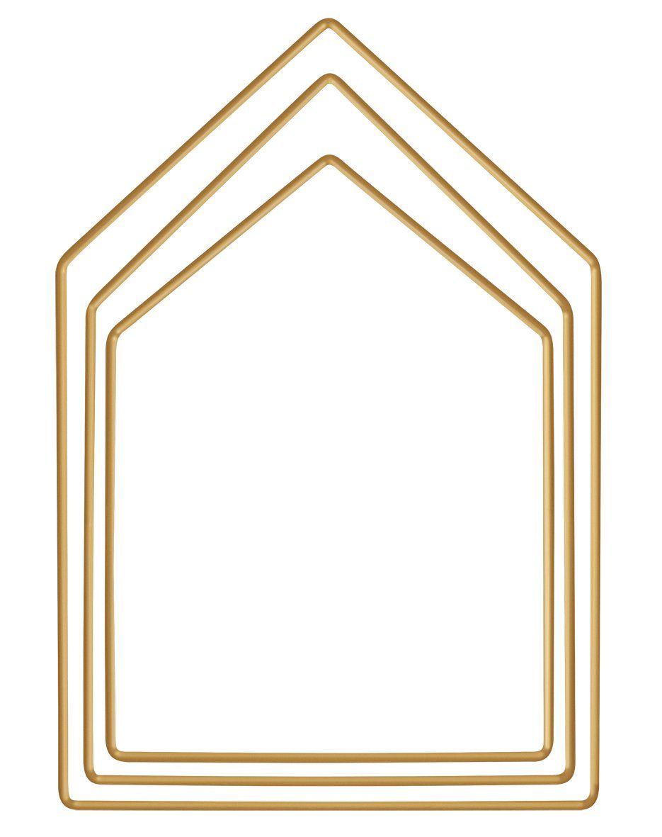 Rayher Dekoobjekt Metallringe-Set Häuser goldfarben (3 St), 3 Stück
