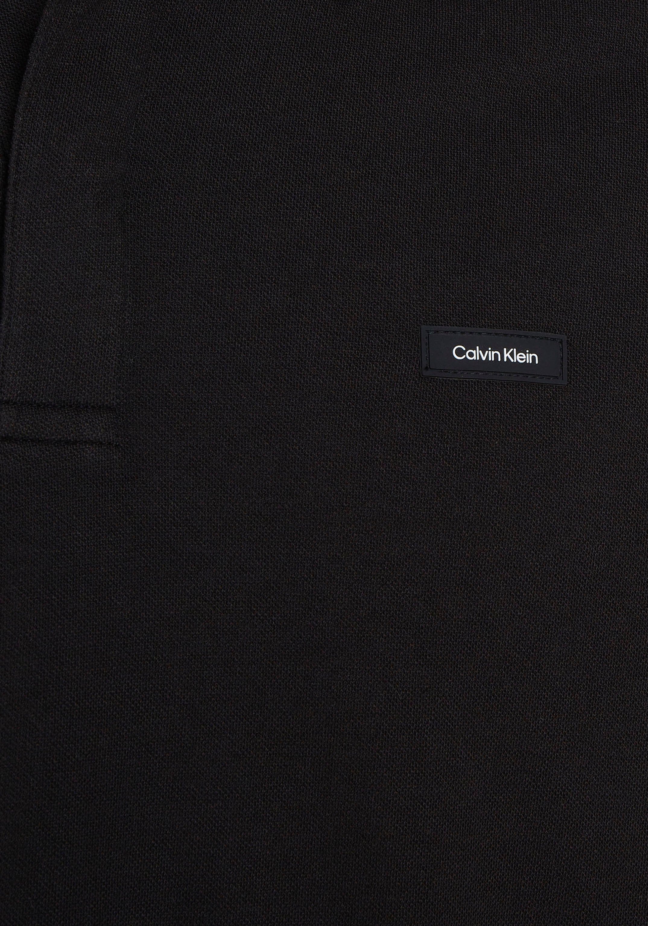 Klein Polokragen PIQUE Poloshirt Black Calvin Ck LS STRETCH mit POLO knopflosem