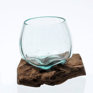 MARELIDA Dekoschale Glasschale Wurzelholz Glasvase Wurzelschale Unikat D: 14cm natur