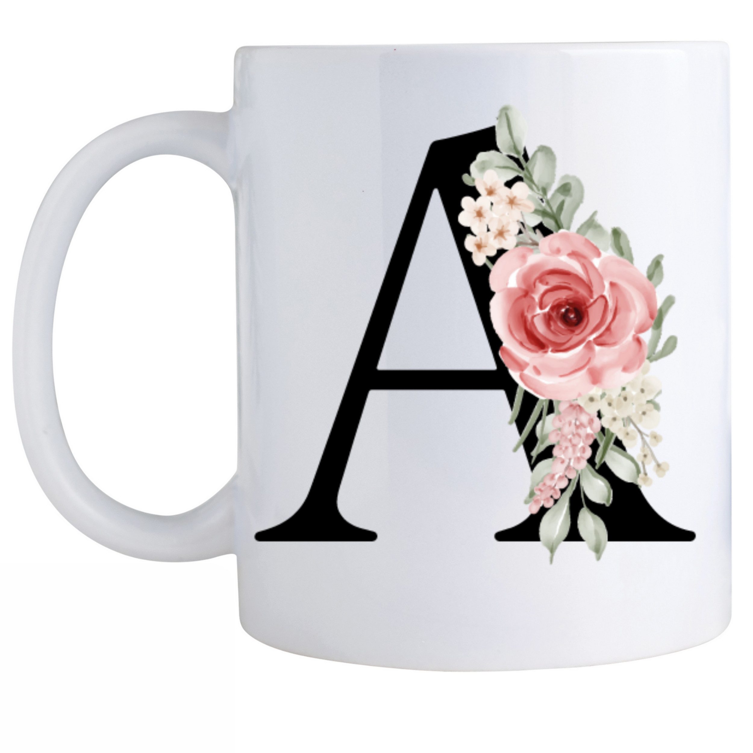 Giftandprint Tasse personalisiert mit Anfangsbuchstabe Monogramm Geburtstag Geschenk Frau, Geschenke für Frauen, Spülmaschinengeeignet, Mit Geschenkbox