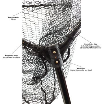 Zite Angelkescher Raubfisch-Kescher mit gummiertem Netz 70 x 60 x 60 cm, Aufgedrucktes Maßband