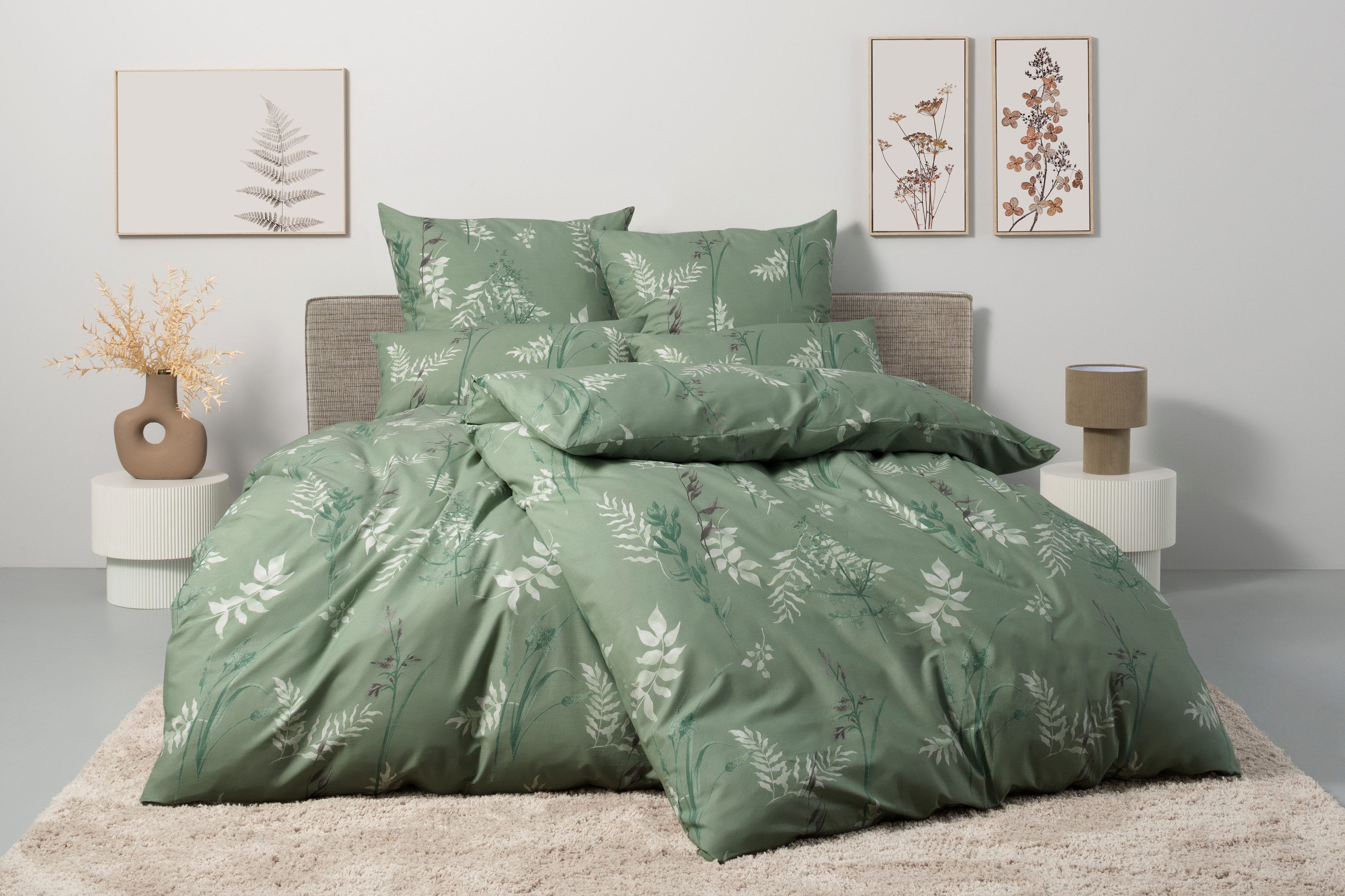 BIERBAUM Bettwäsche Hellena, Renforcé, 2 teilig, in Gr. 135x200 oder 155x220 cm, 100% Baumwolle, Gräser