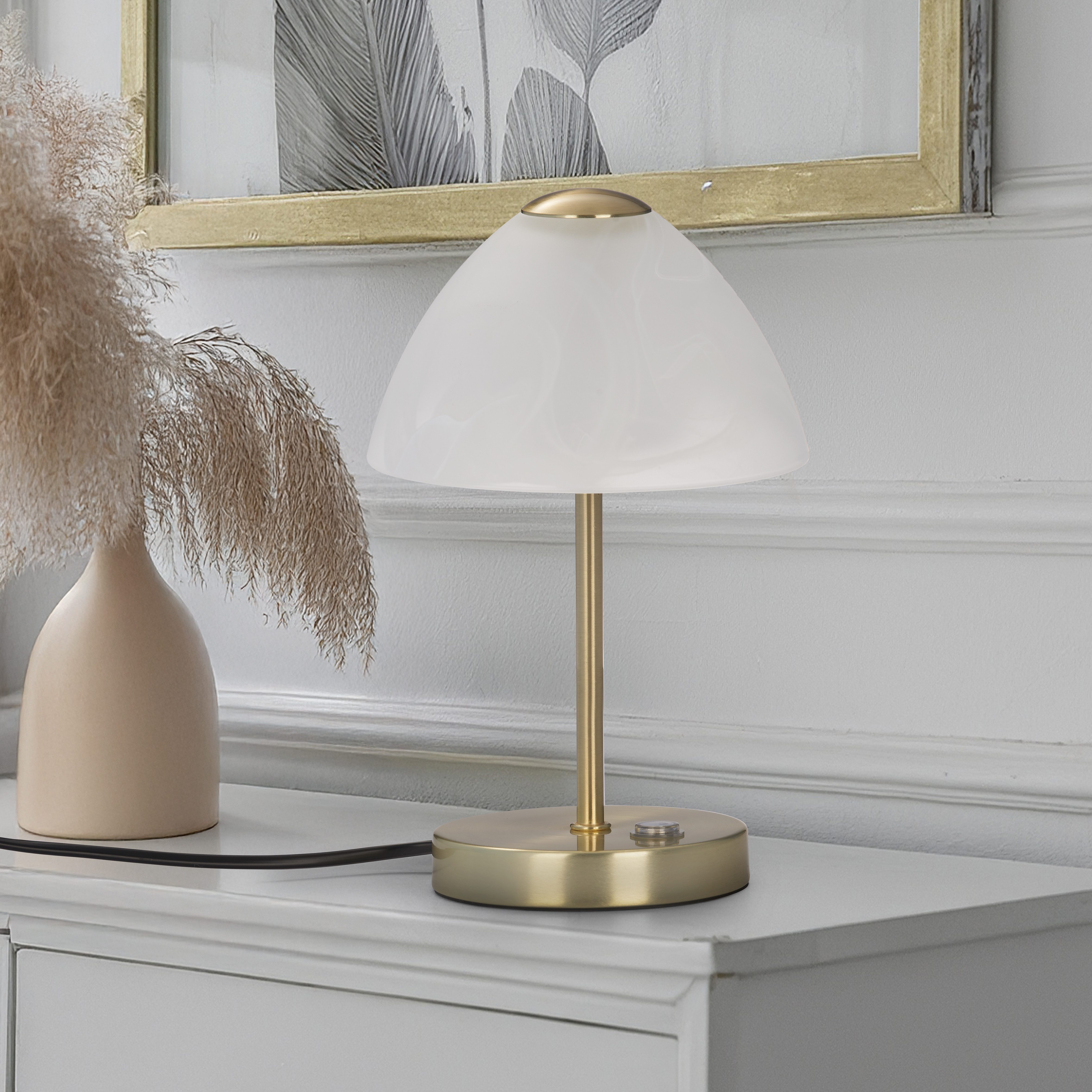 Reality Leuchten LED Tischleuchte Queen, Dimmfunktion, LED fest integriert, Warmweiß, Tischlampe mit 4 fach TOUCH-Dimmer in klassischem Design