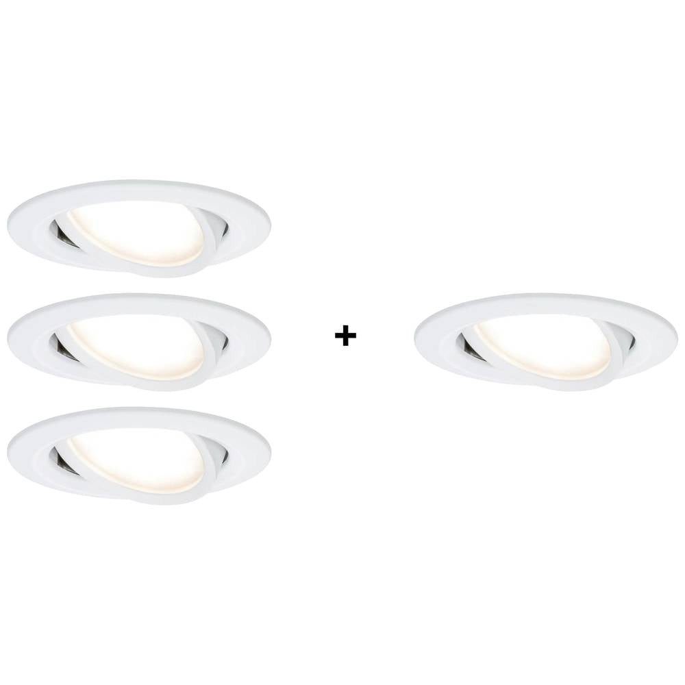Paulmann LED Einbauleuchte Aktions-Set Einbauleuchten 3+1 4064161325842, Dimmbar über Lichtschalter, Schwenkbar, Geringe Einbautiefe