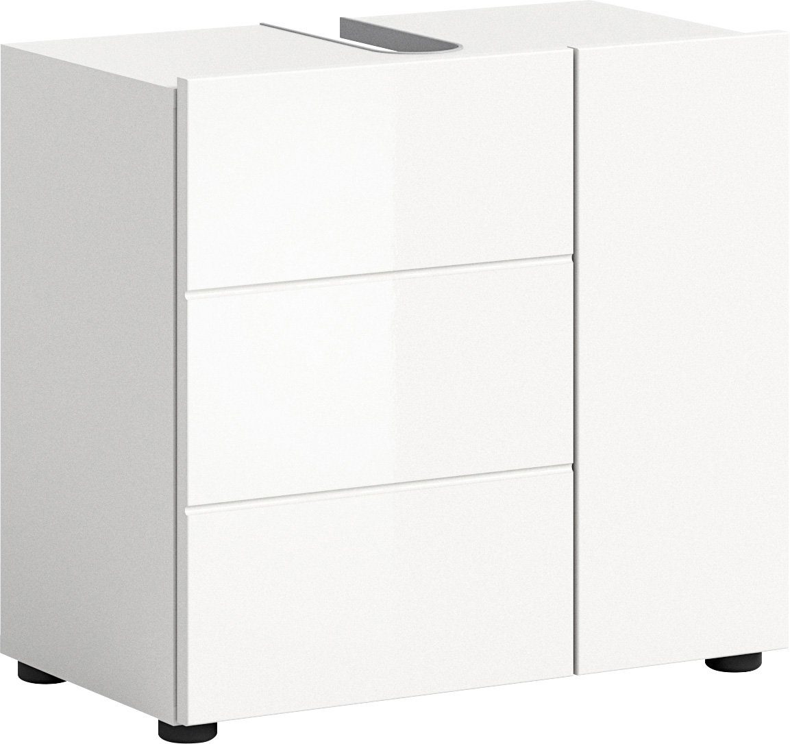 welltime Waschbeckenunterschrank BIEL, TOPSELLER!, Breite 60 cm, 1 Tür, 2 Fächer, mit Siphonausschnitt (1-St) Badmöbel, Badschrank, Schrank, Unterschrank, Bad, Badezimmer