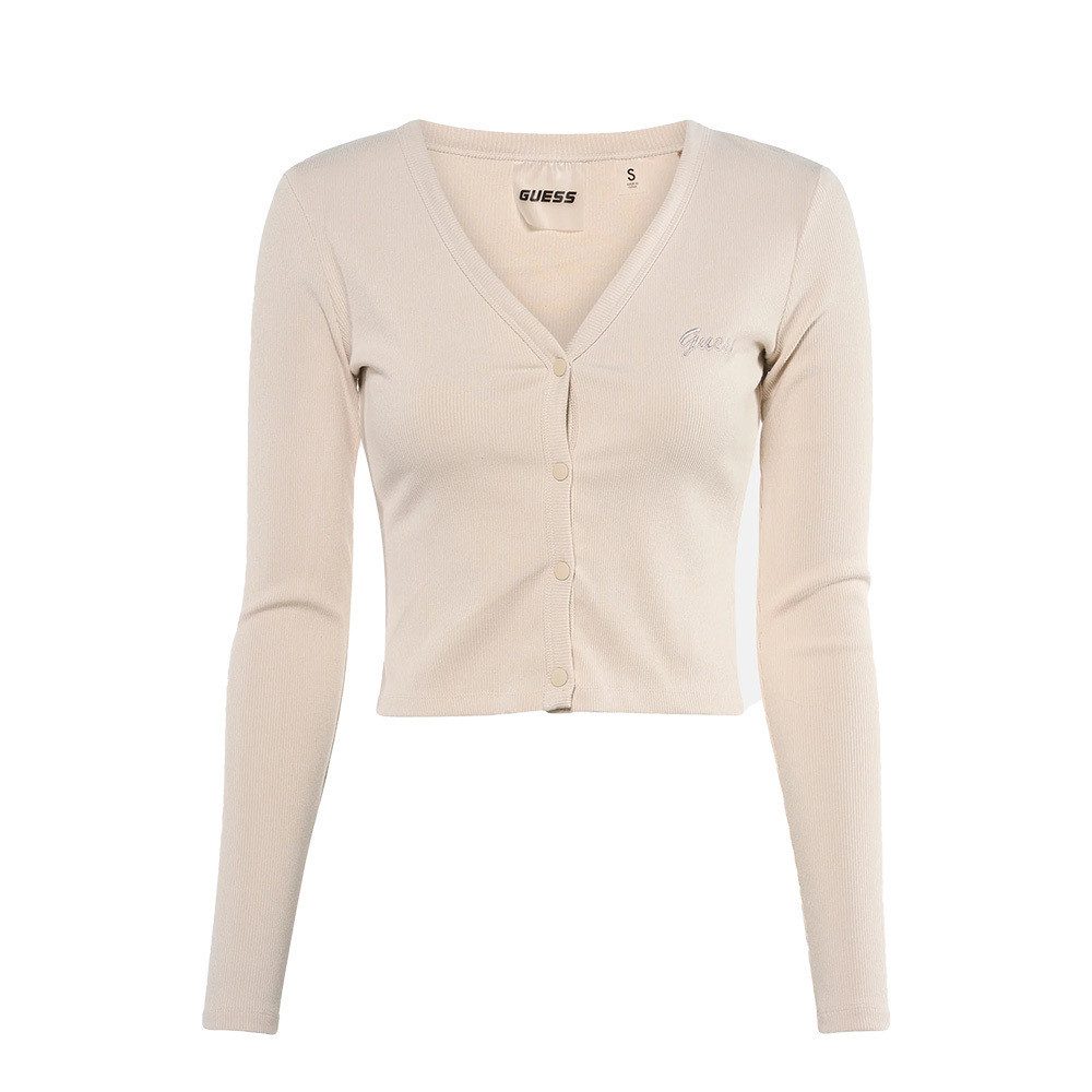 Guess Langarmshirt LAVINIA LS - Langarmtop Damen - Strickjacke - figurbetont - Beige