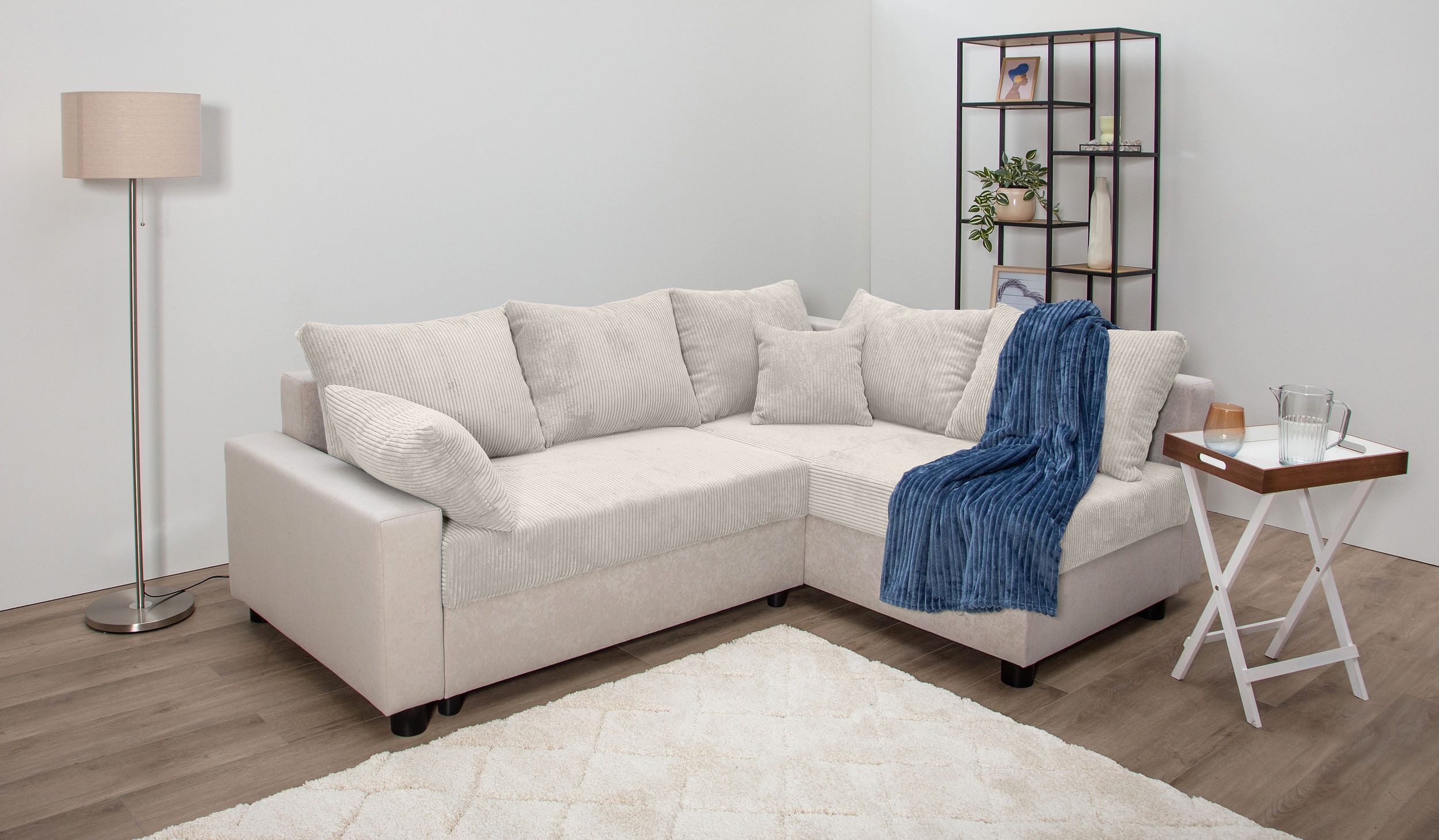 COLLECTION AB Ecksofa Parma L-Form, B: 224 cm, Schlaffunktion, Bettkasten & 2 Zierkissen, Federkern