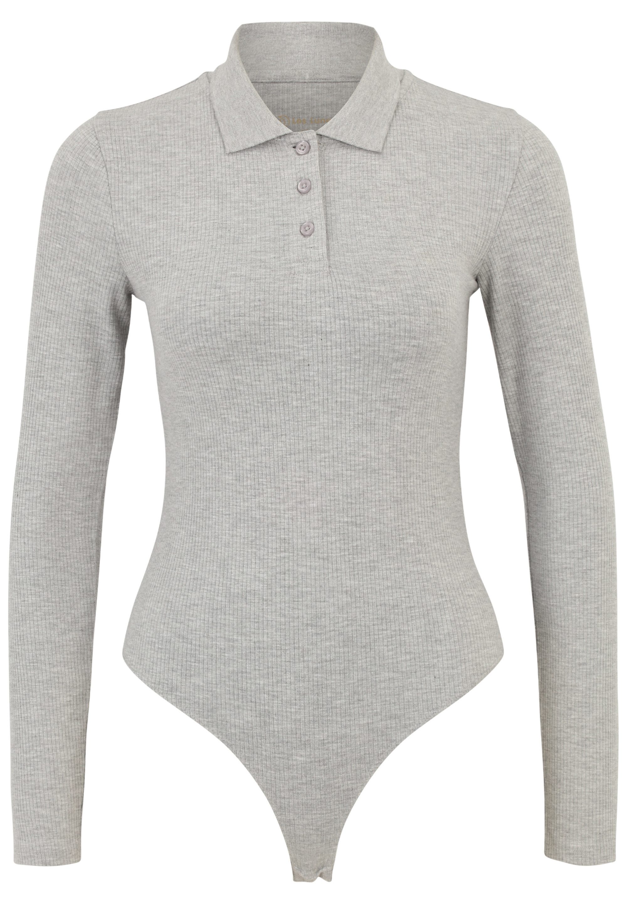 Les Lunes Langarmbody AYAA Stringtanga, Druckknöpfe, funktionielle Knopfleiste am Hals