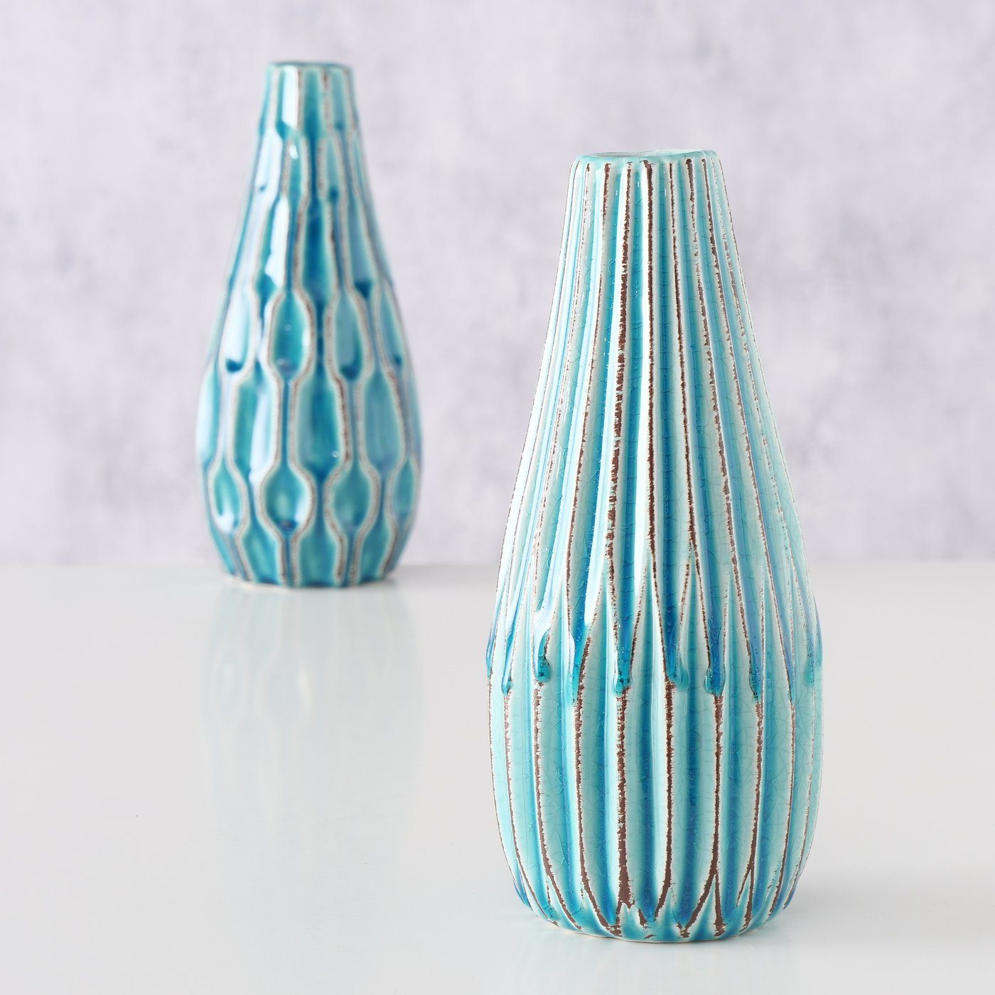 BOLTZE Tischvase Boltze, 2er-Set Vase Lenja, türkis blau