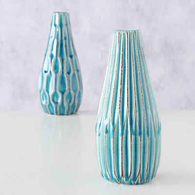 BOLTZE Tischvase Boltze, 2er-Set Vase Lenja, türkis blau