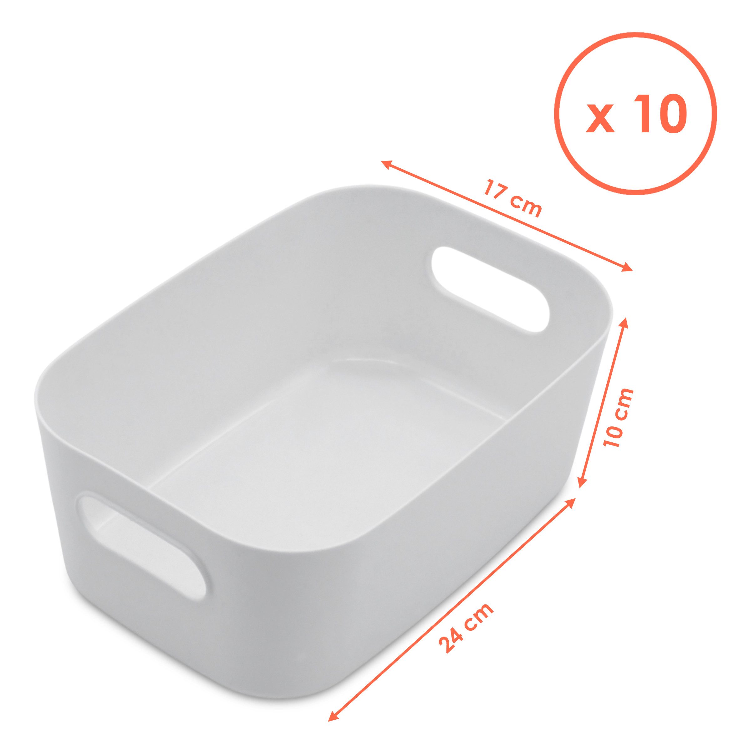 Spetebo Aufbewahrungsbox Kunststoff Organizer Box weiß mit Griffen 24 x 17 cm (Set, 1 St., 1), mit praktischen integrierten Tragegriffen – Bild 2 von 5