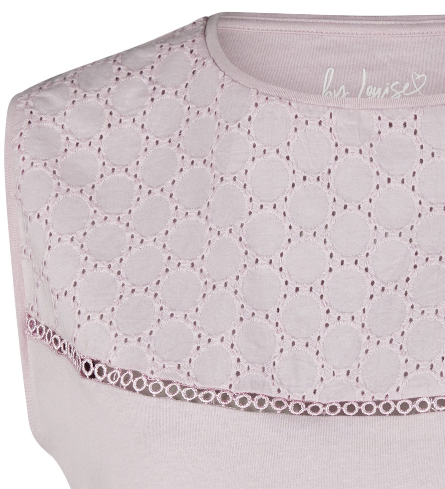 By Louise Pyjamaoberteil Lace Luxury (Packung, 1-tlg., 1-teilig) Damen Pyjamaoberteil Kurzarm Baumwolle Shirt Lochstickerei