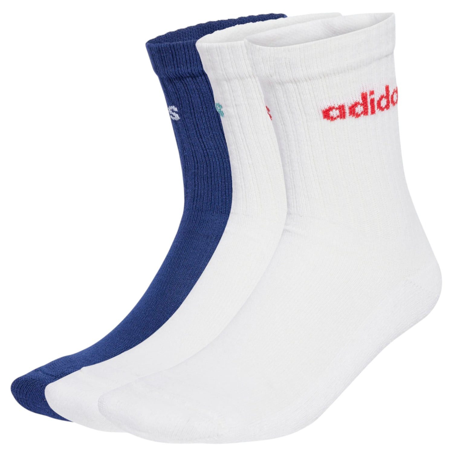 adidas Performance Sportsocken Linear Crew Cushioned (Baumwolle) weiss/blau - 3 Paar