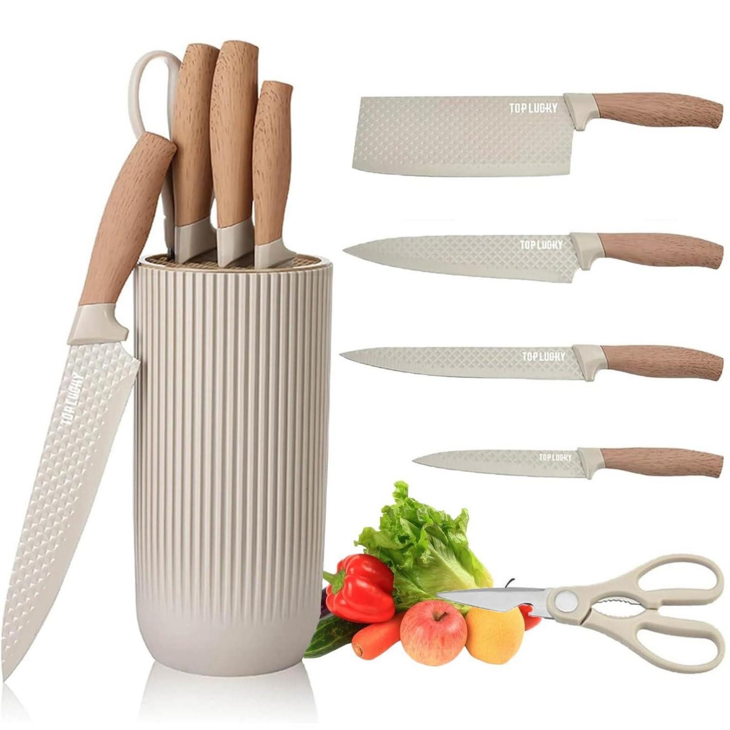 LuxusKollektion Messerblock Messer Set Khaki 6-tlg. mit Messerblock
