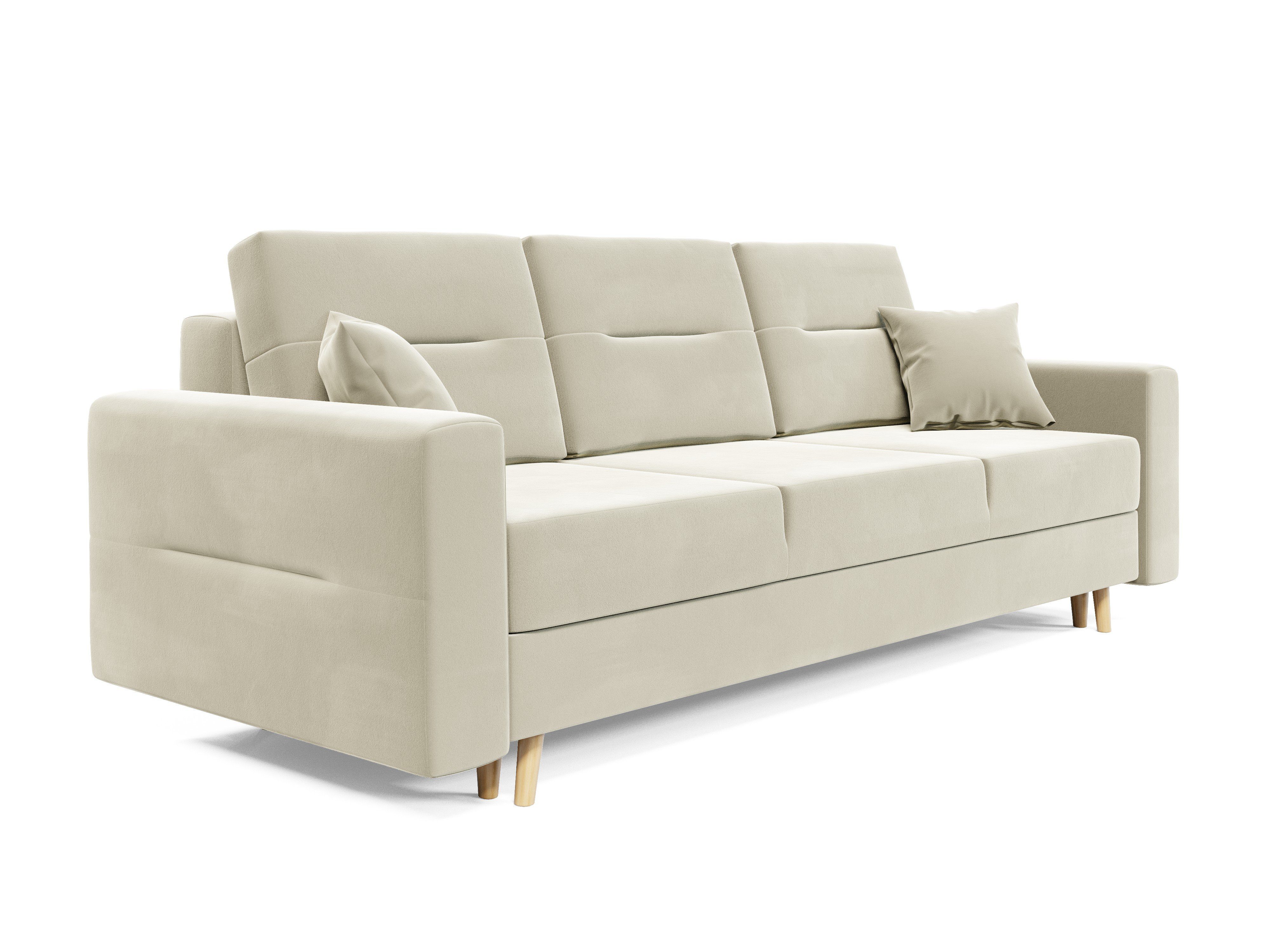 mit Sofa Schlaffunktion 234cm COUCH pressiode Bettkasten Weiß BERGEN Schlafsofa, und