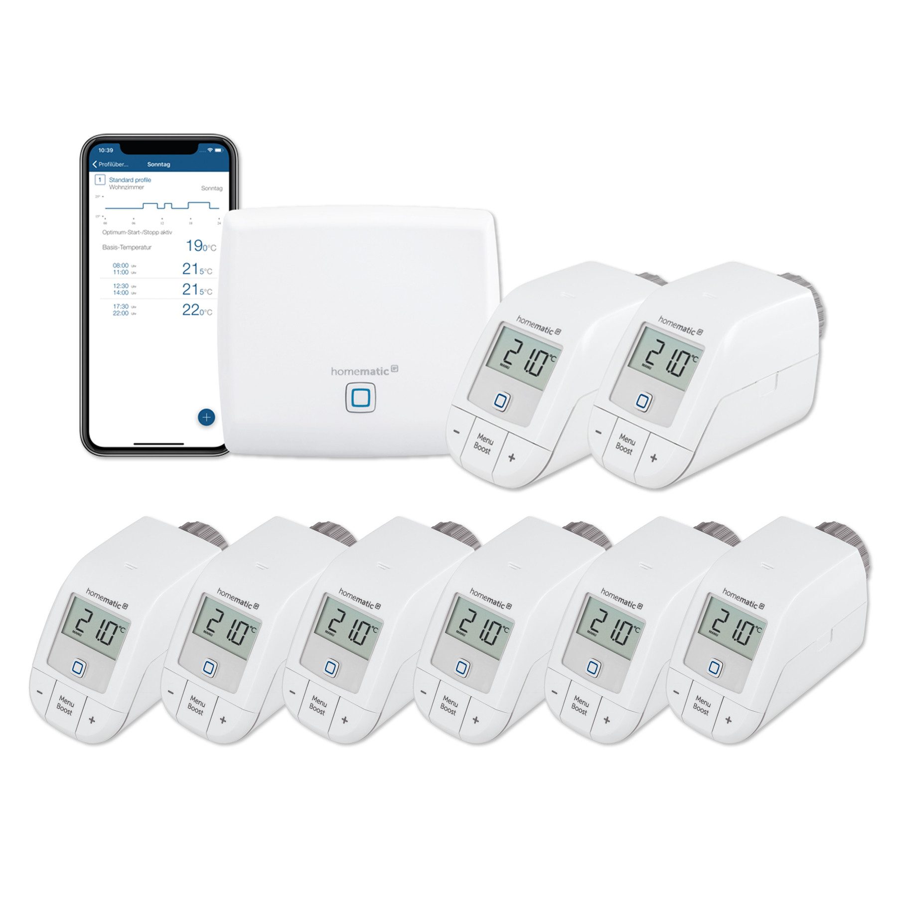 HOMEMATIC IP Starterset Heizen für 8 Heizkörper Smart-Home Starter-Set