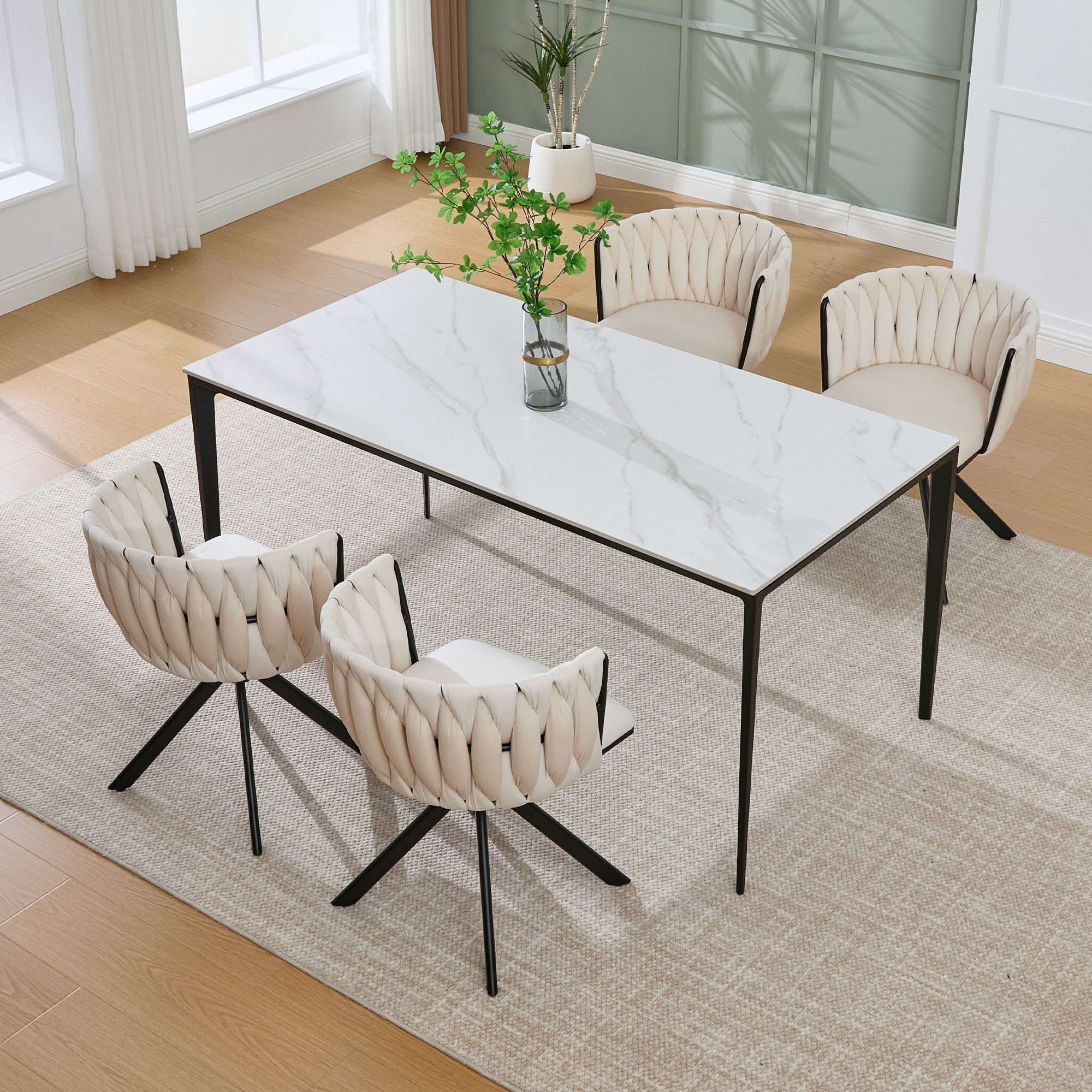 LVHOM Armlehnstuhl Set, 180° drehbar mit runden Rückenlehne, Wohnzimmerstuh günstig online kaufen