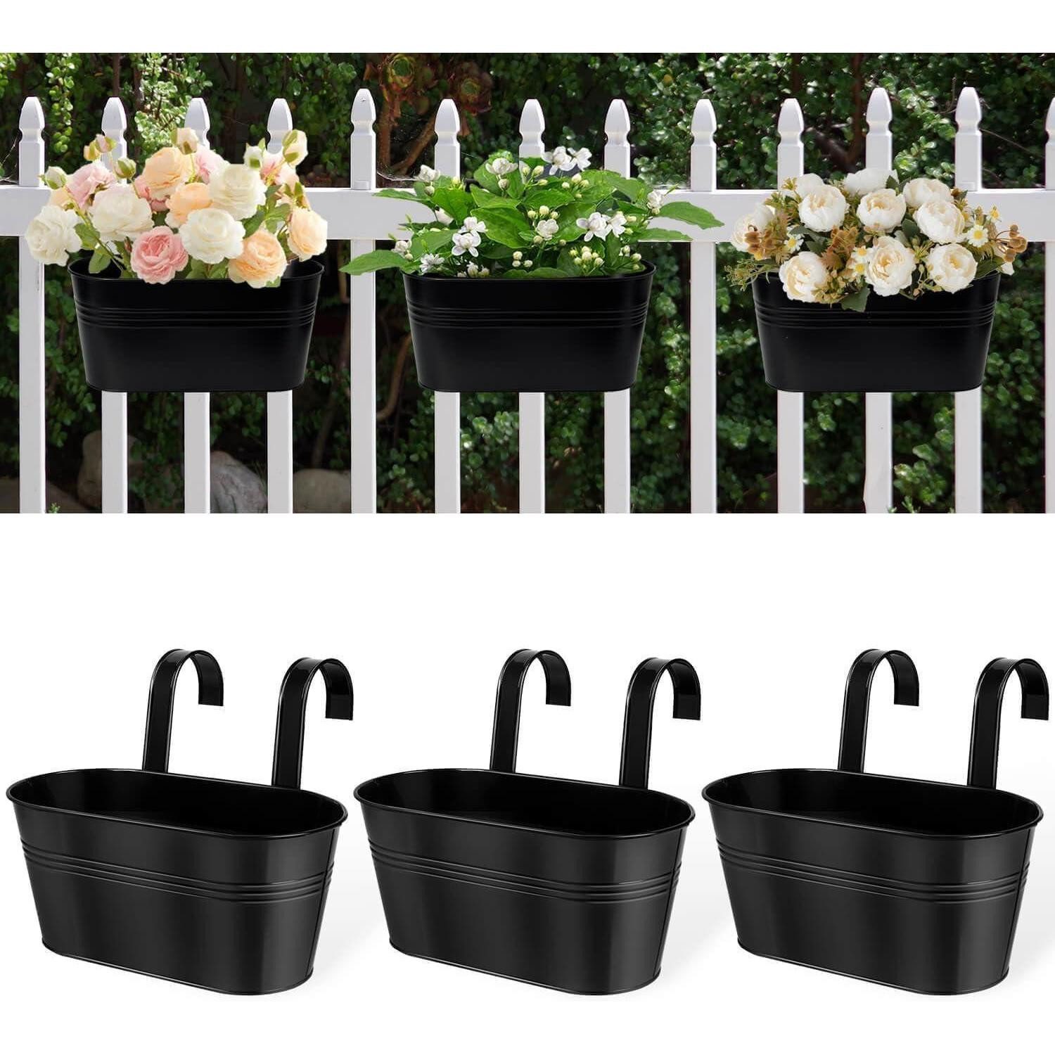 LuxusKollektion Blumentopf Hängende Blumentöpfe für Innen- und Außenbereich - 3er Set Schwarze